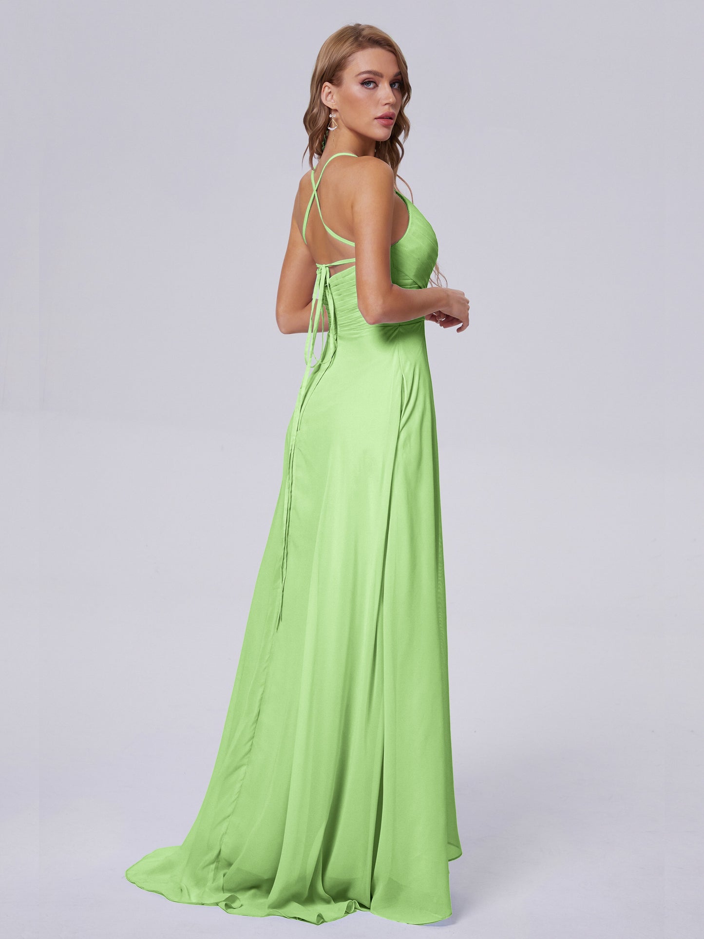 Harmony Unique Straps Chiffon Bridesmaid Dresses with Slit