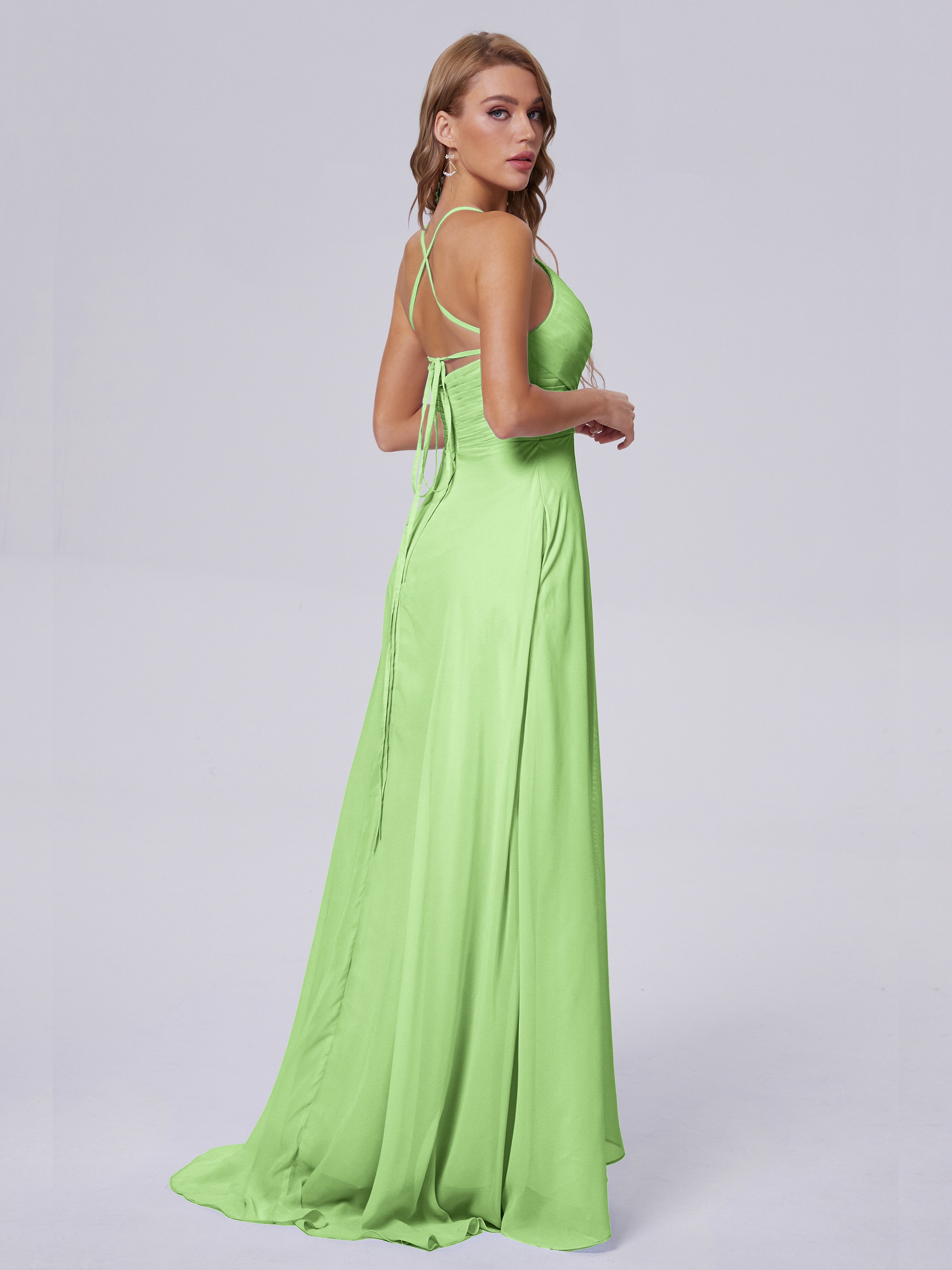 Harmony Unique Straps Chiffon Bridesmaid Dresses with Slit