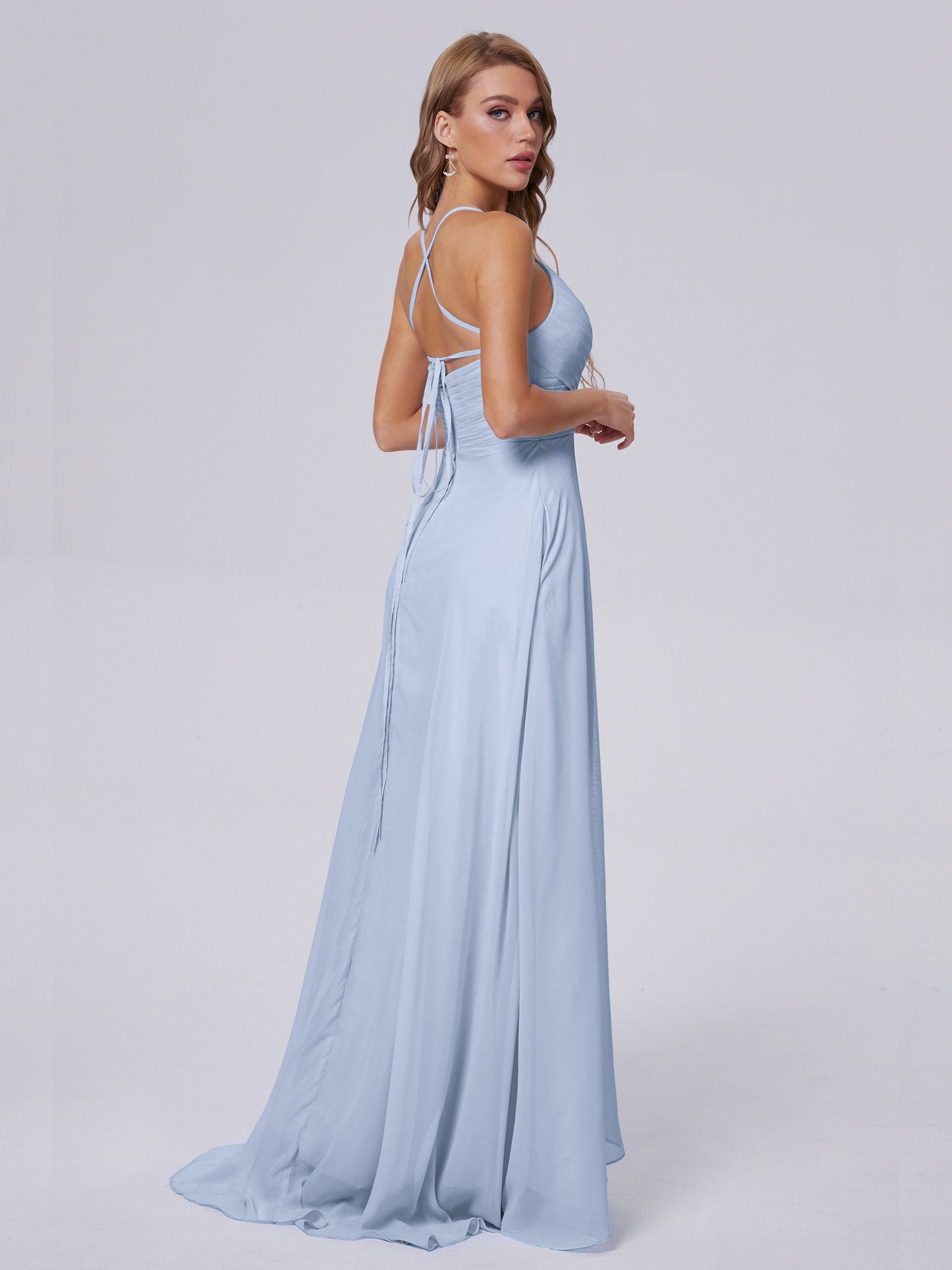 Harmony Unique Straps Chiffon Bridesmaid Dresses with Slit