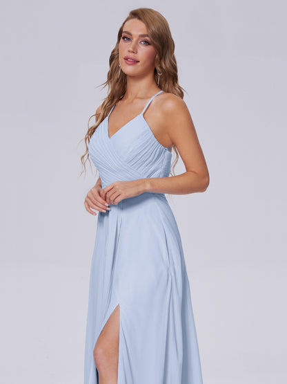 Harmony Unique Straps Chiffon Bridesmaid Dresses with Slit