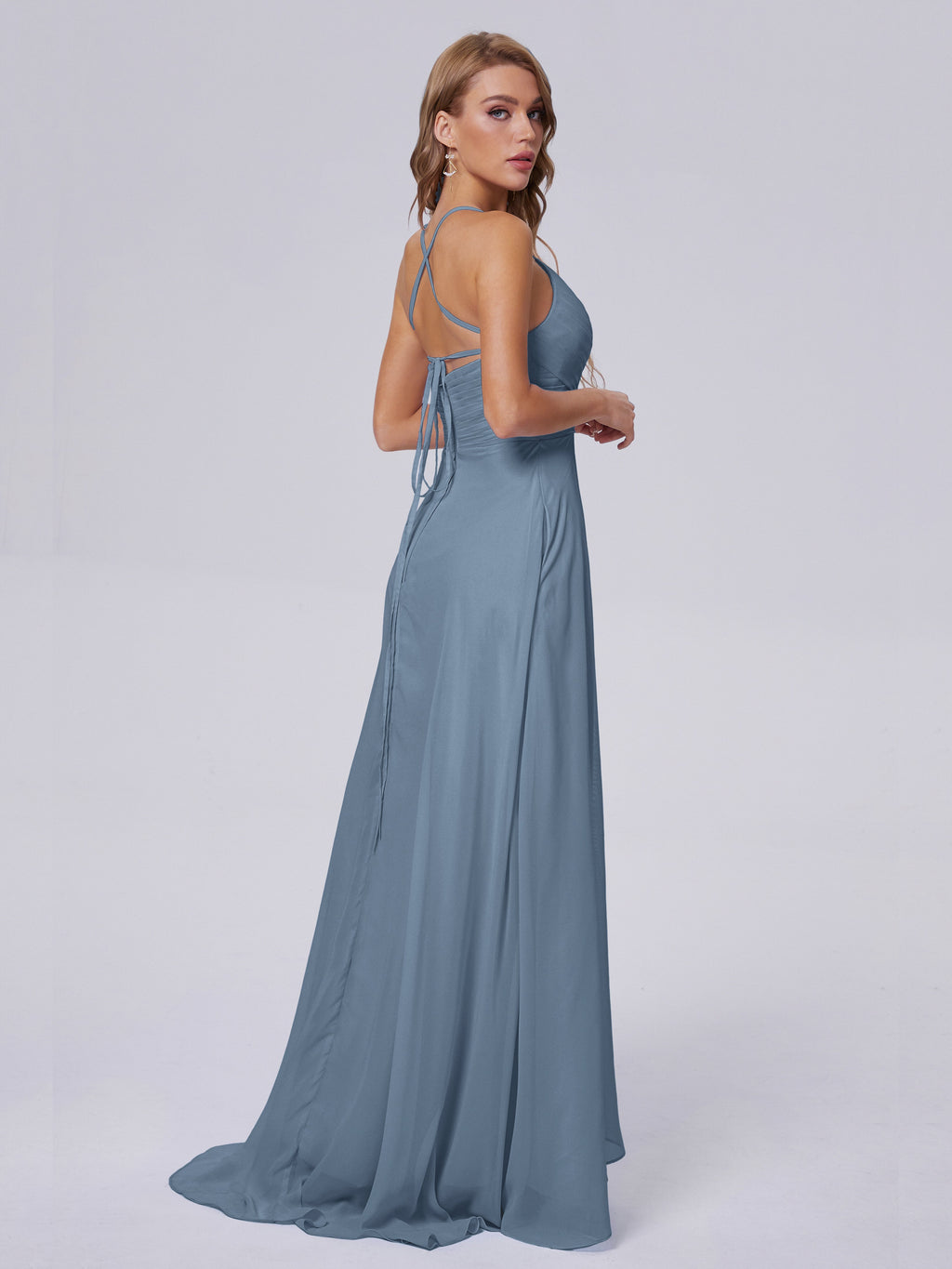 Harmony Unique Straps Chiffon Bridesmaid Dresses with Slit