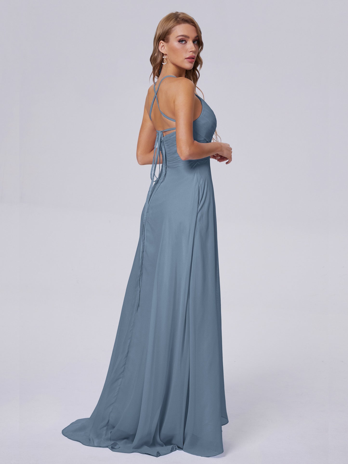 Harmony Unique Straps Chiffon Bridesmaid Dresses with Slit