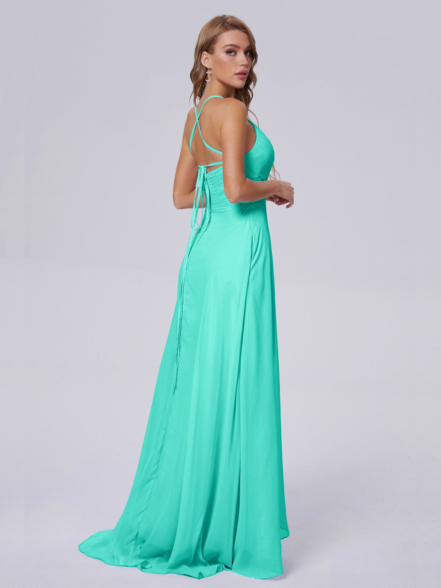 Harmony Unique Straps Chiffon Bridesmaid Dresses with Slit