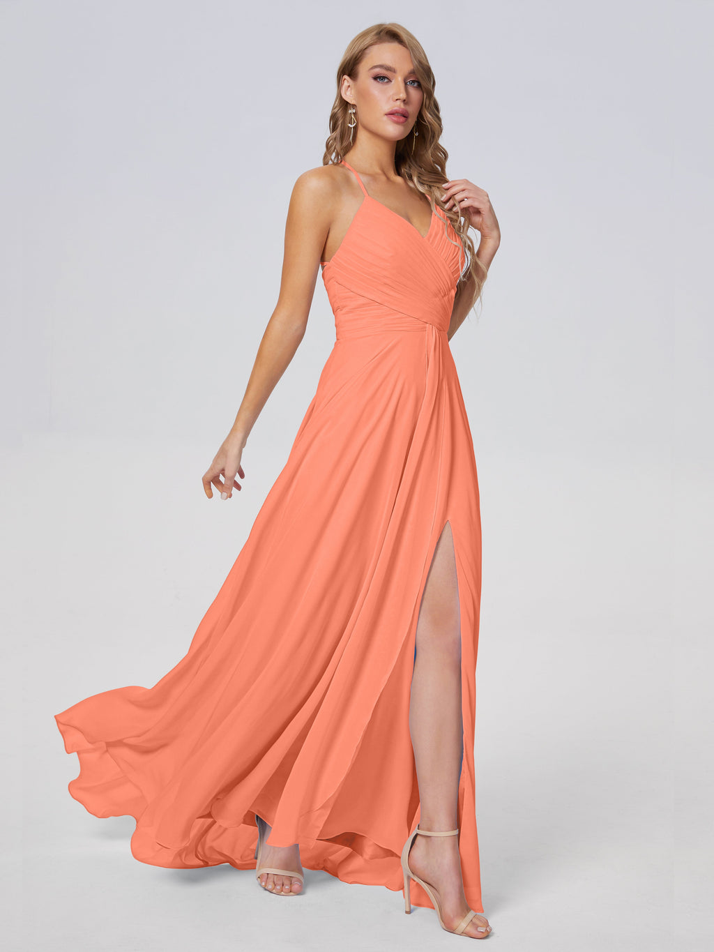 Harmony Unique Straps Chiffon Bridesmaid Dresses with Slit