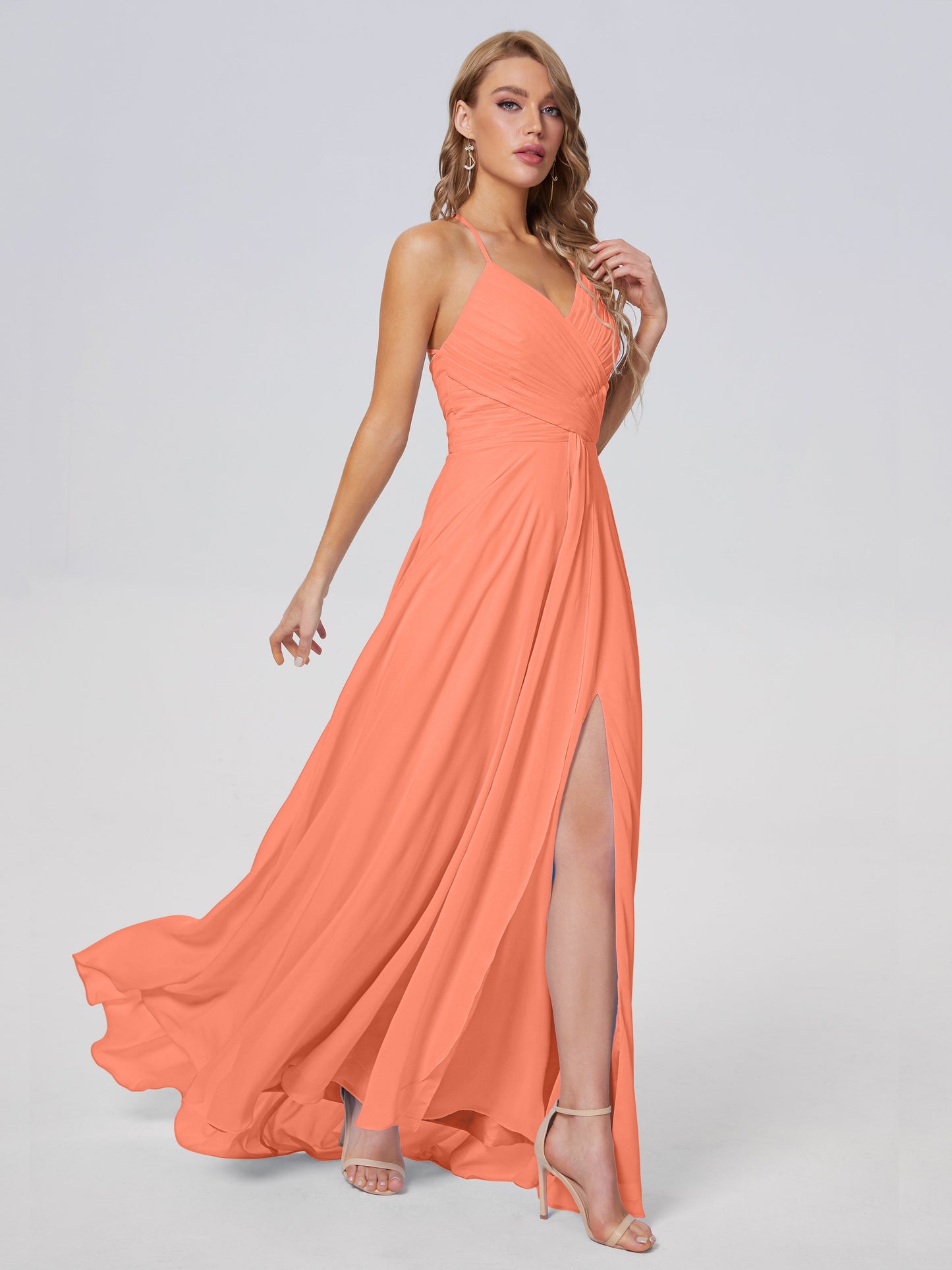 Harmony Unique Straps Chiffon Bridesmaid Dresses with Slit