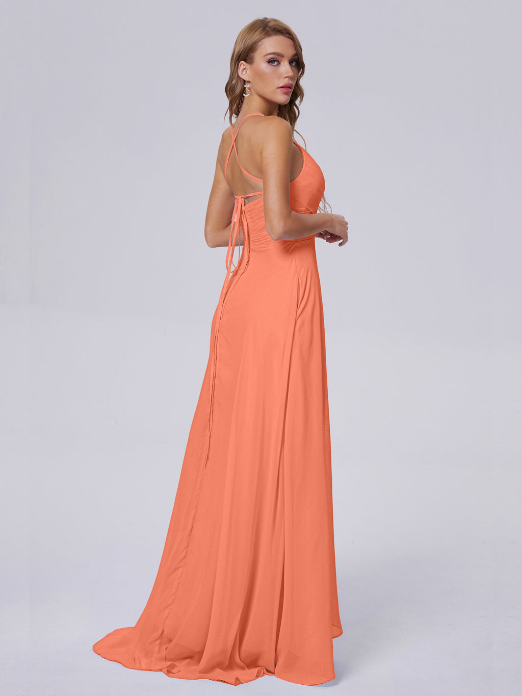 Harmony Unique Straps Chiffon Bridesmaid Dresses with Slit