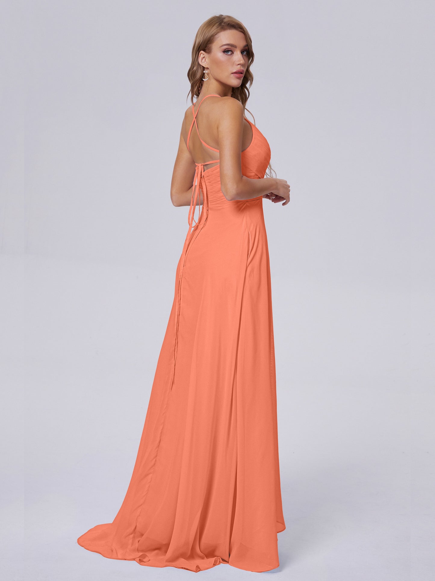 Harmony Unique Straps Chiffon Bridesmaid Dresses with Slit