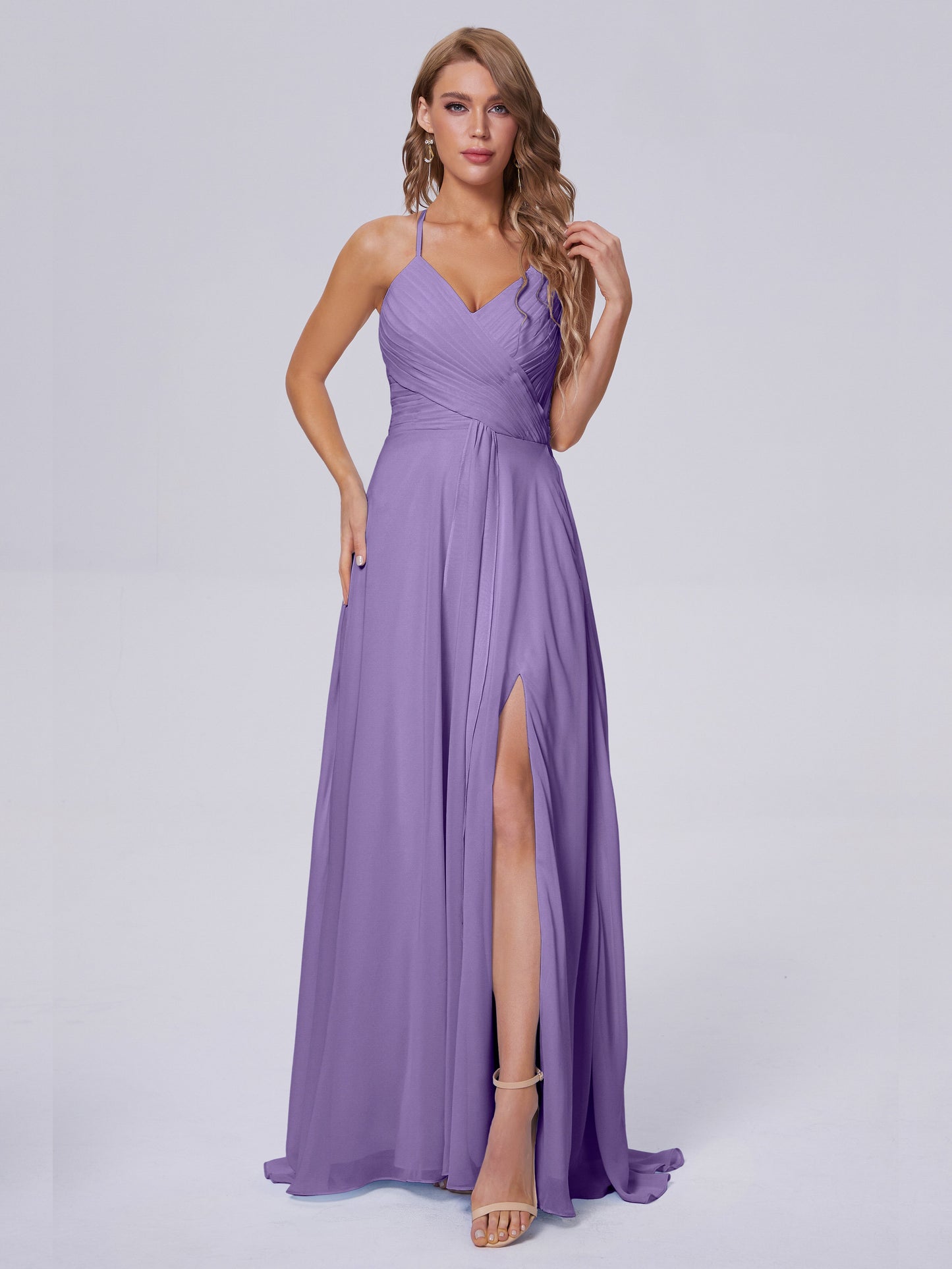 Harmony Unique Straps Chiffon Bridesmaid Dresses with Slit