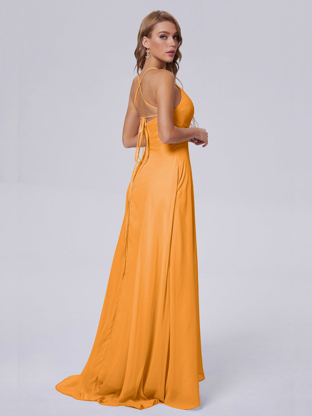 Harmony Unique Straps Chiffon Bridesmaid Dresses with Slit