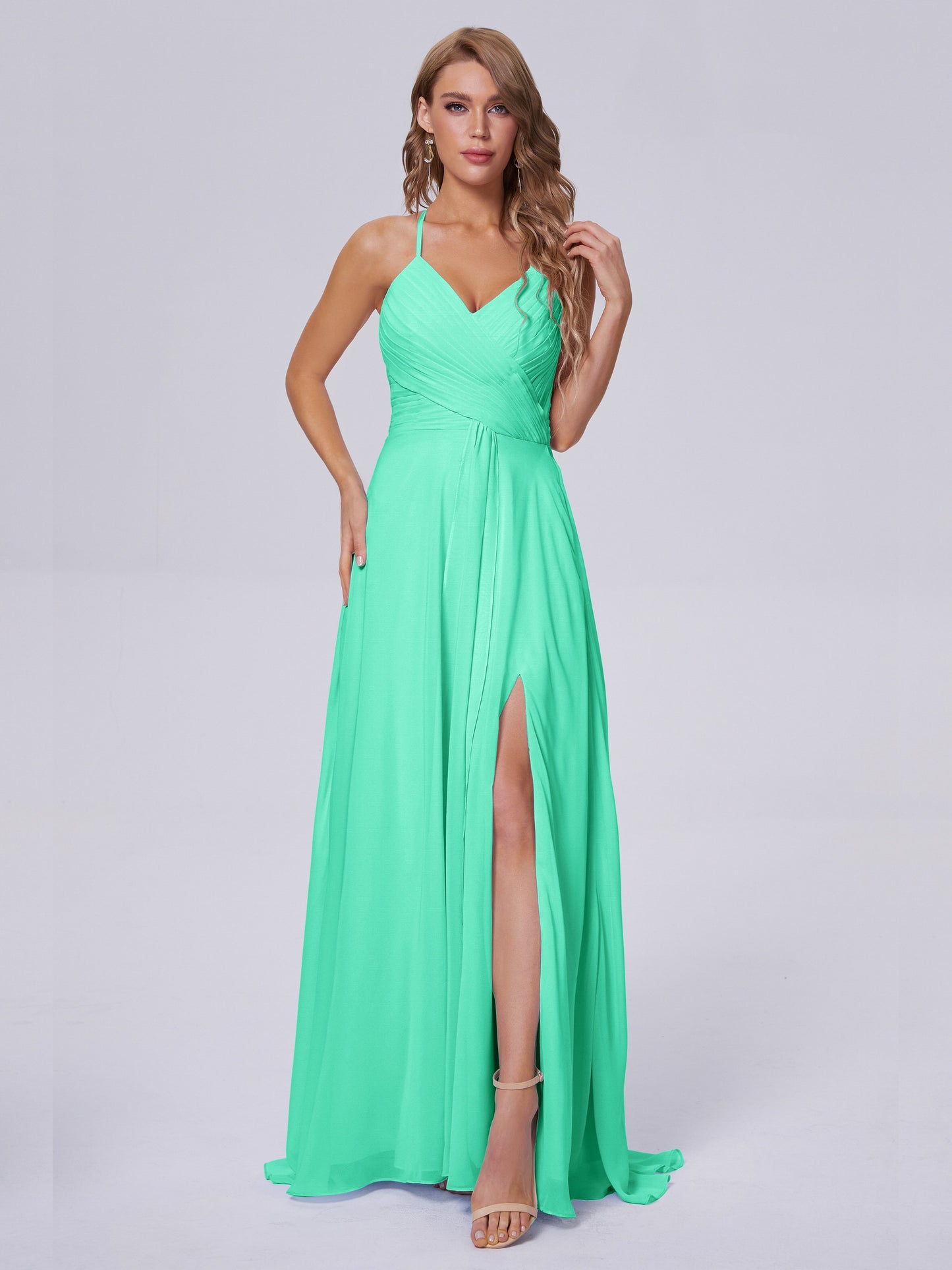 Harmony Unique Straps Chiffon Bridesmaid Dresses with Slit