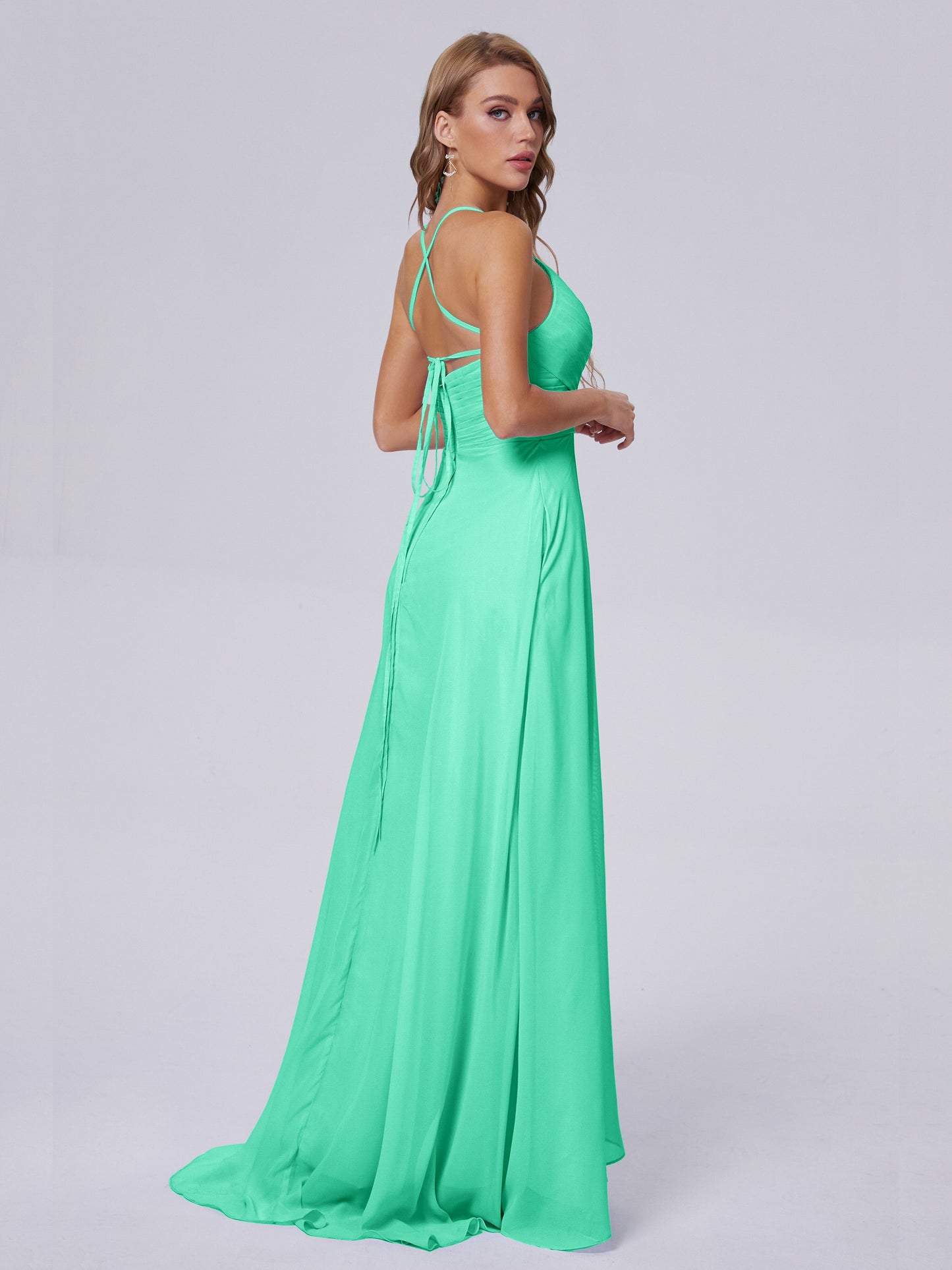 Harmony Unique Straps Chiffon Bridesmaid Dresses with Slit