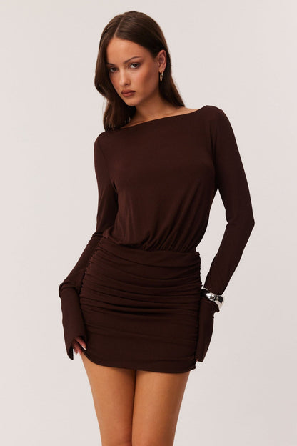 Donna Mini Dress - Chocolate