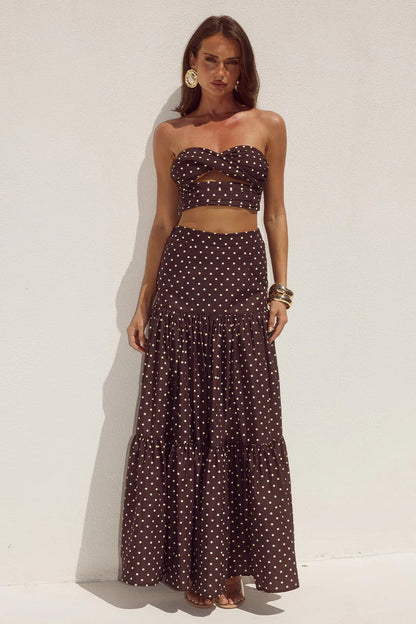 Ayla Top - Choc/Lemon Polka