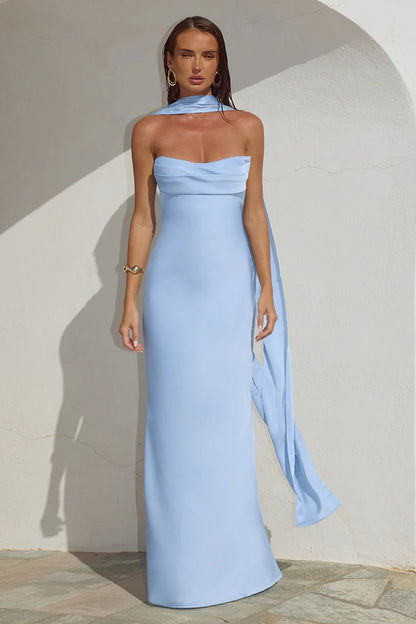 Madeleine Strapless Maxi Dress - Sky Blue
