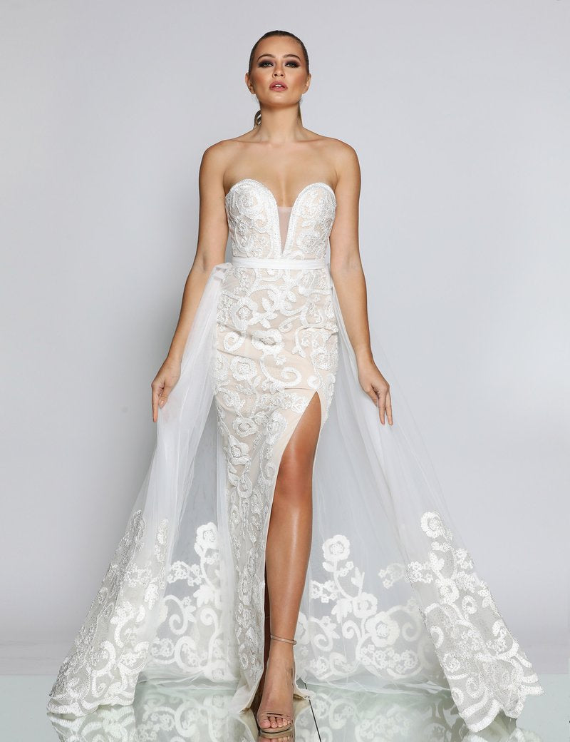 Jadore JX1067 Dress - Ivory/Nude