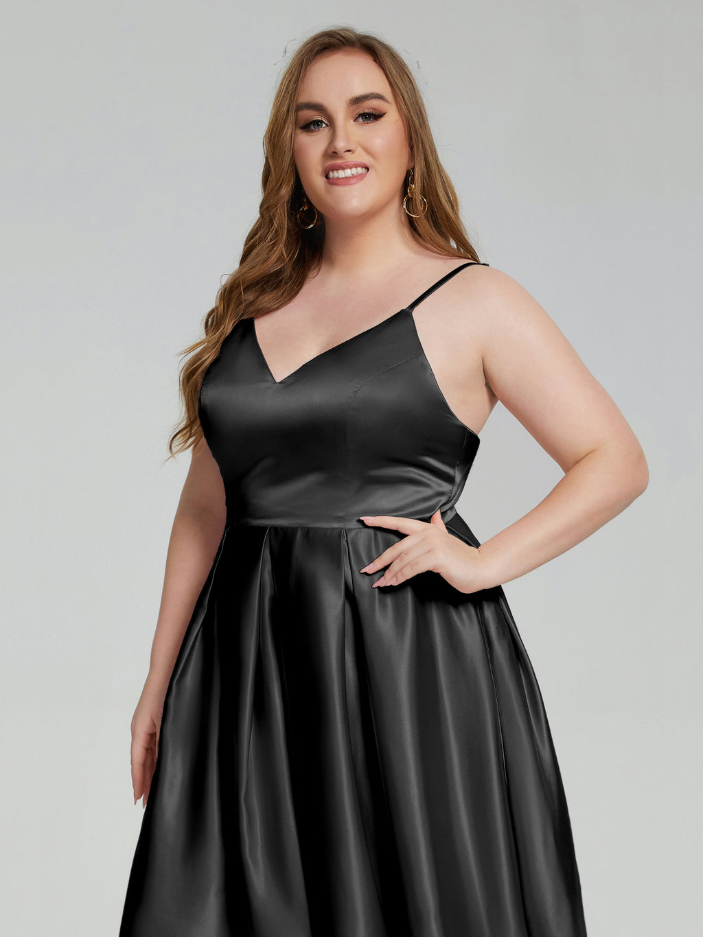 Josie Simple Plus Size Soft Satin Short Bridesmaid Dresses