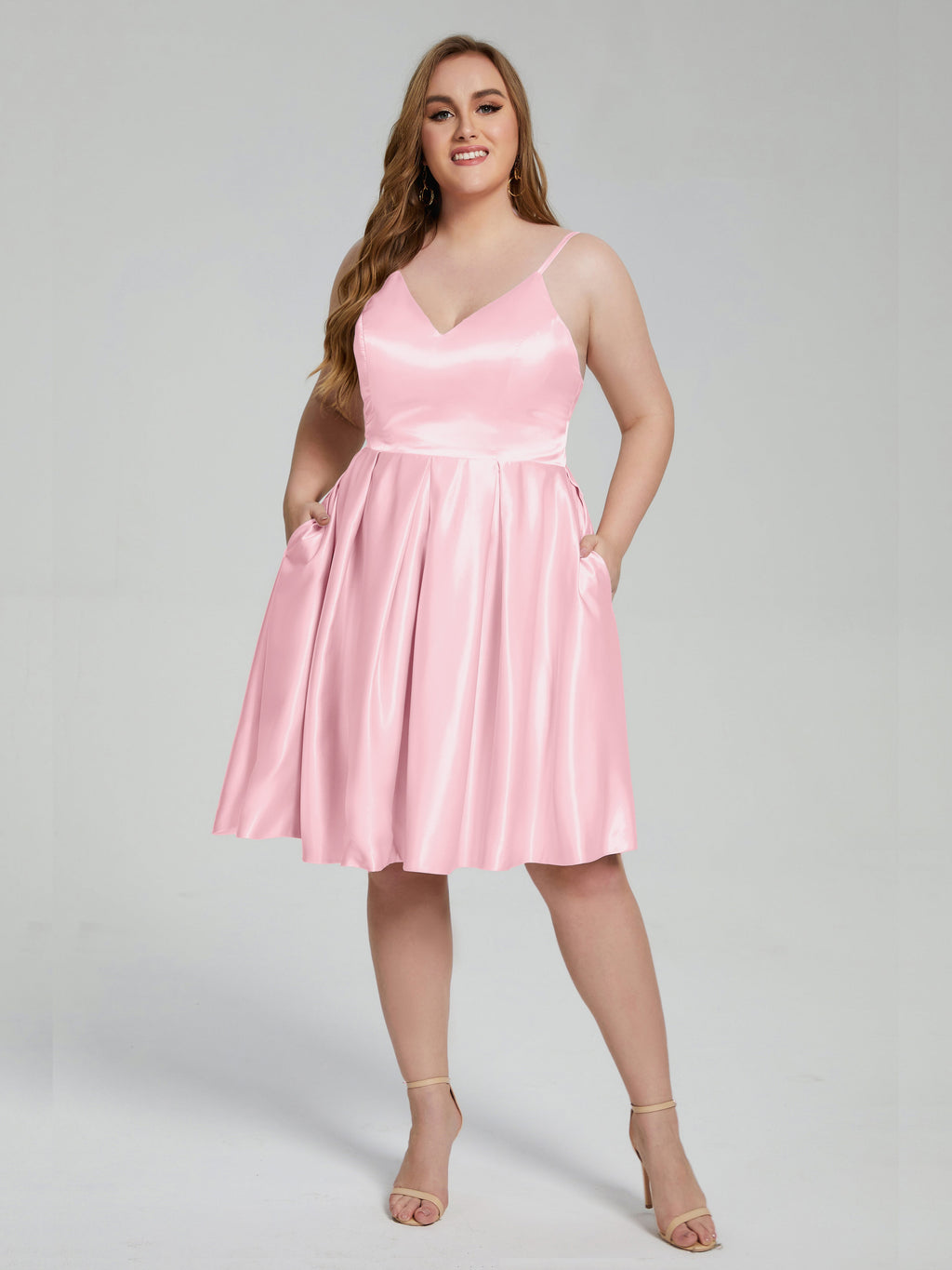 Josie Simple Plus Size Soft Satin Short Bridesmaid Dresses