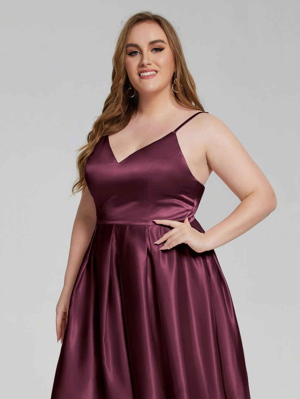 Josie Simple Plus Size Soft Satin Short Bridesmaid Dresses