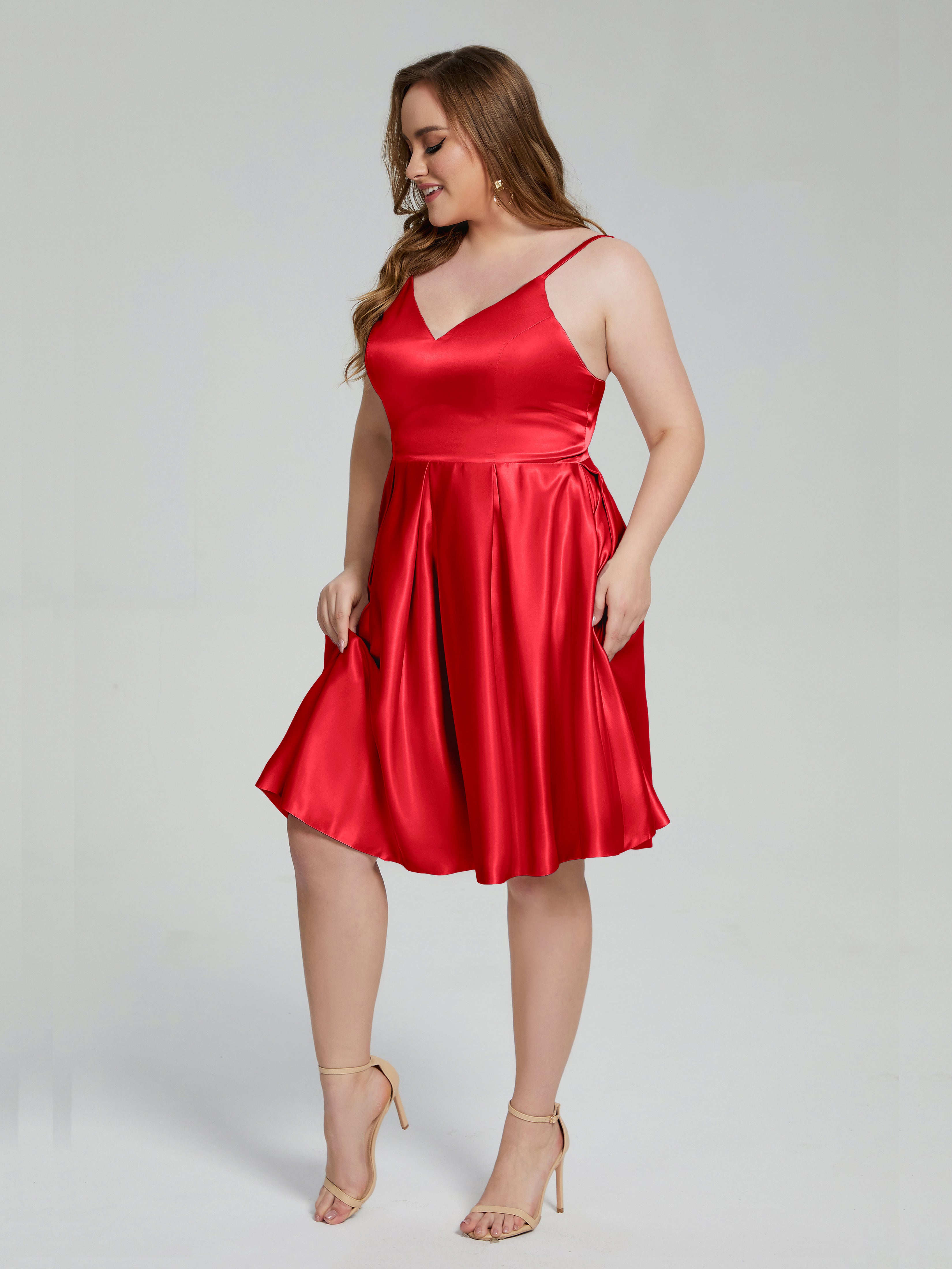 Josie Simple Plus Size Soft Satin Short Bridesmaid Dresses