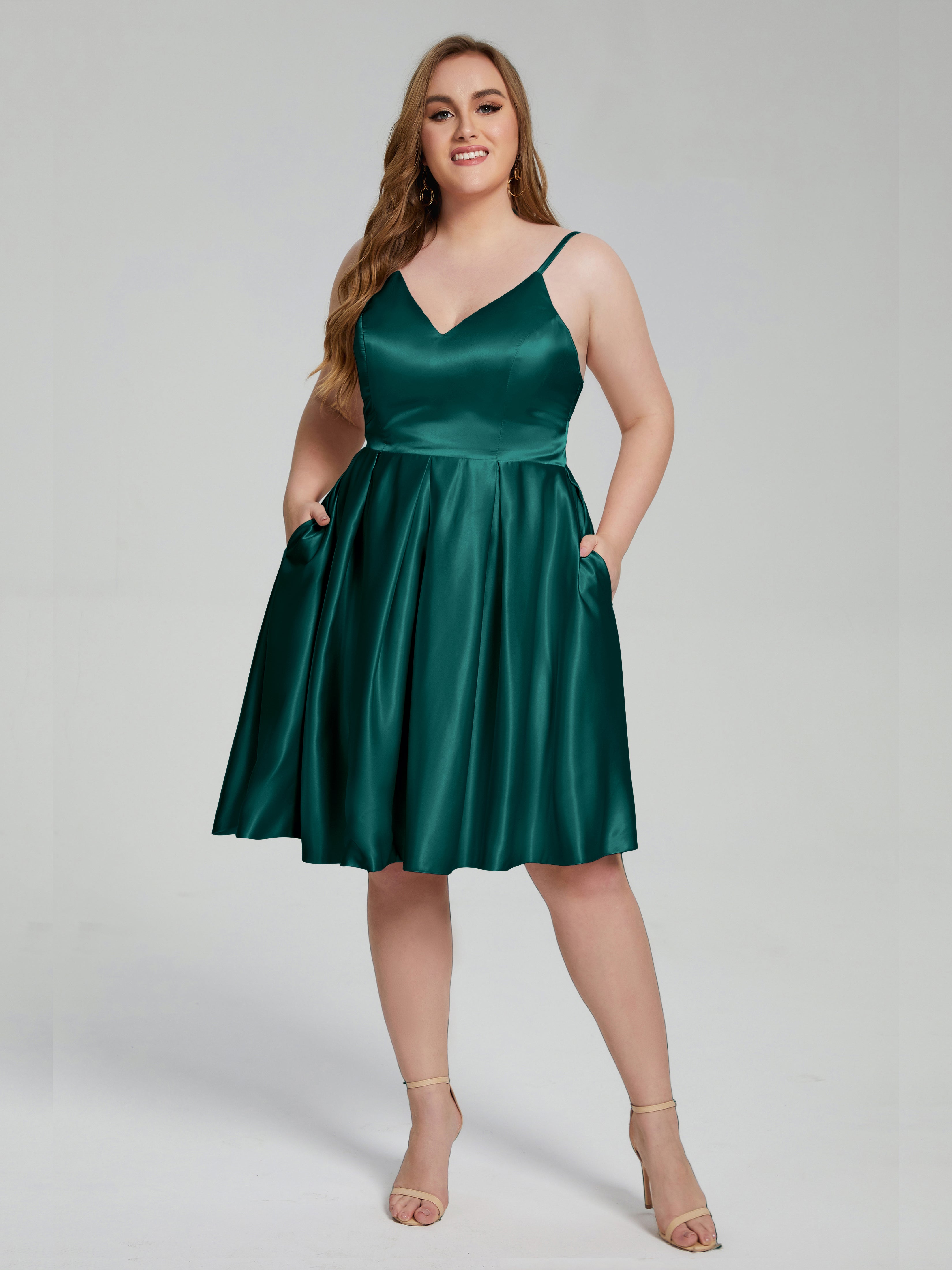Josie Simple Plus Size Soft Satin Short Bridesmaid Dresses