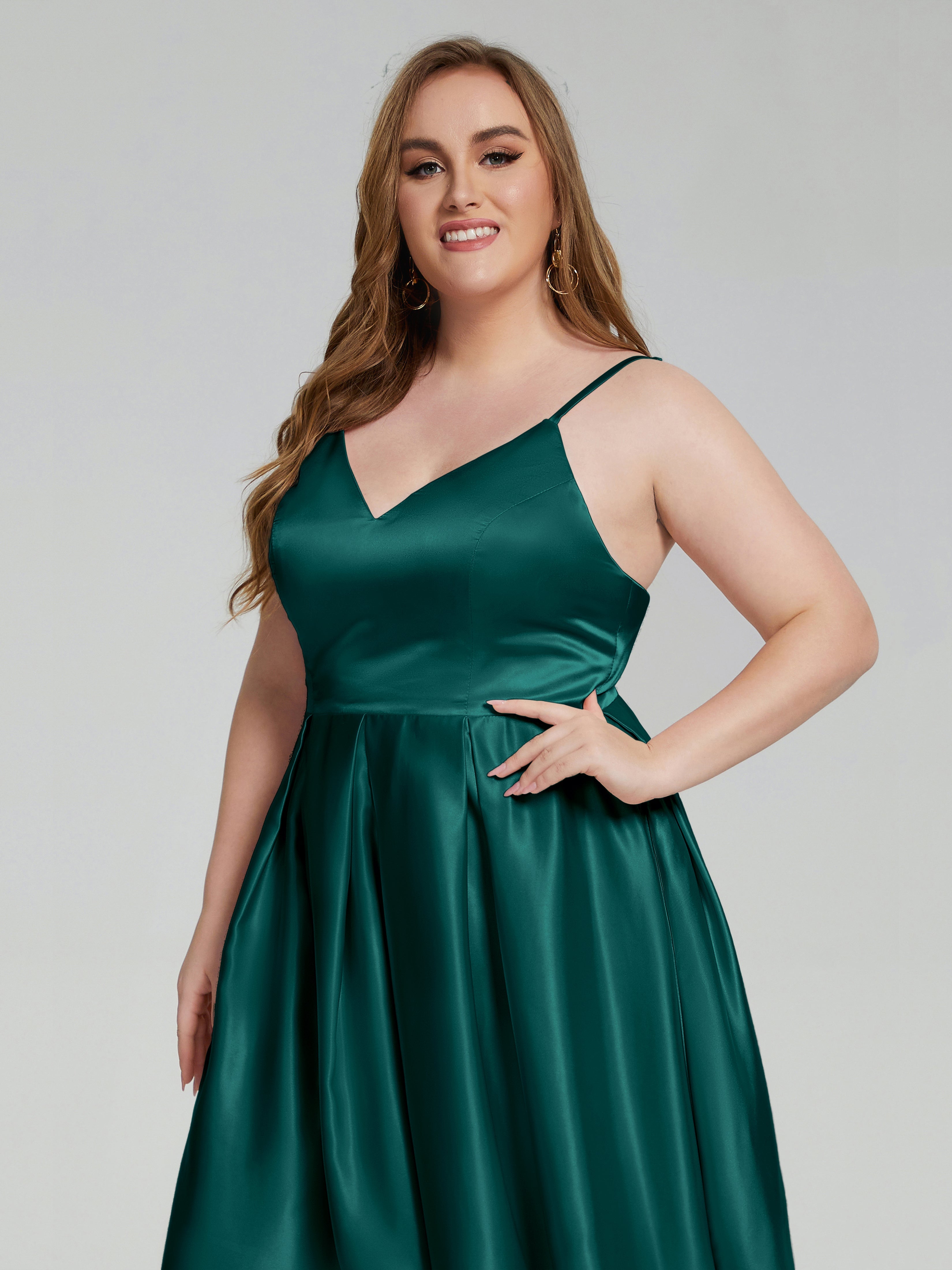Josie Simple Plus Size Soft Satin Short Bridesmaid Dresses