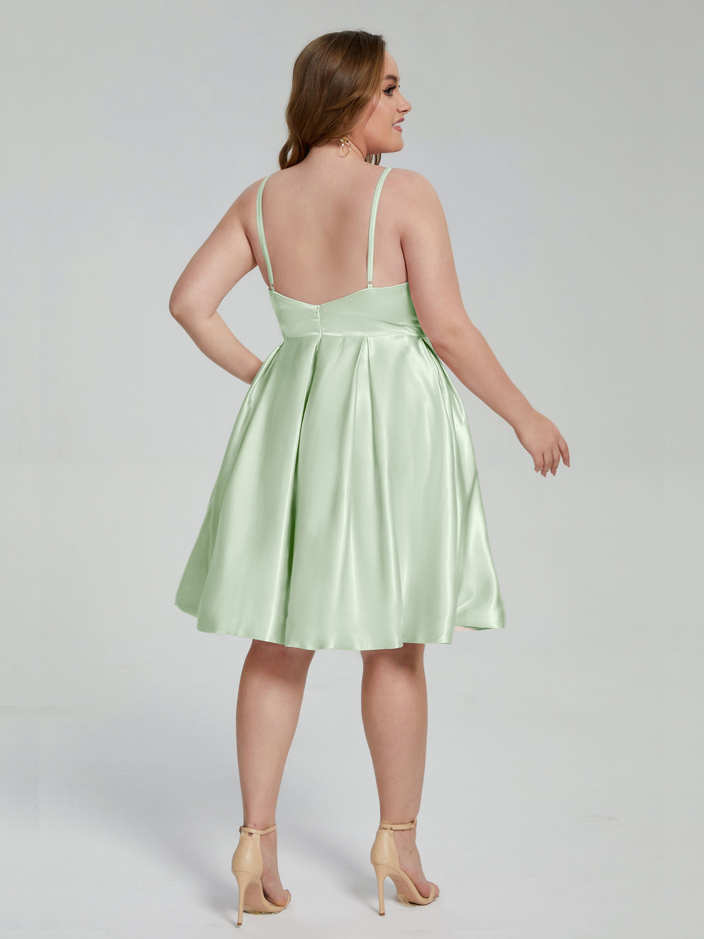 Josie Simple Plus Size Soft Satin Short Bridesmaid Dresses