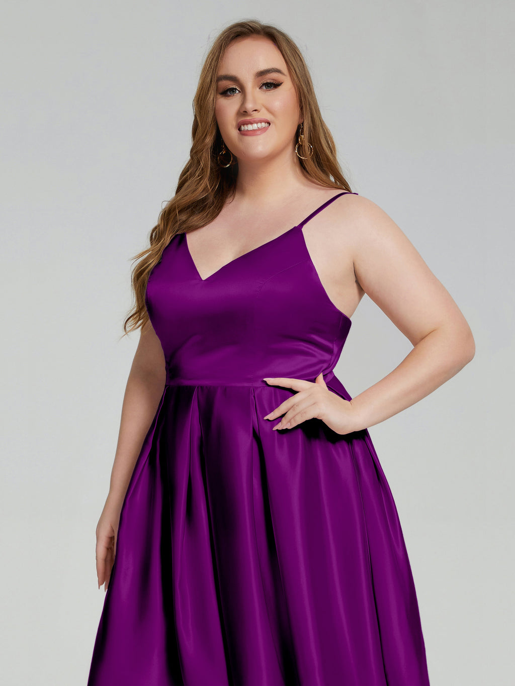 Josie Simple Plus Size Soft Satin Short Bridesmaid Dresses