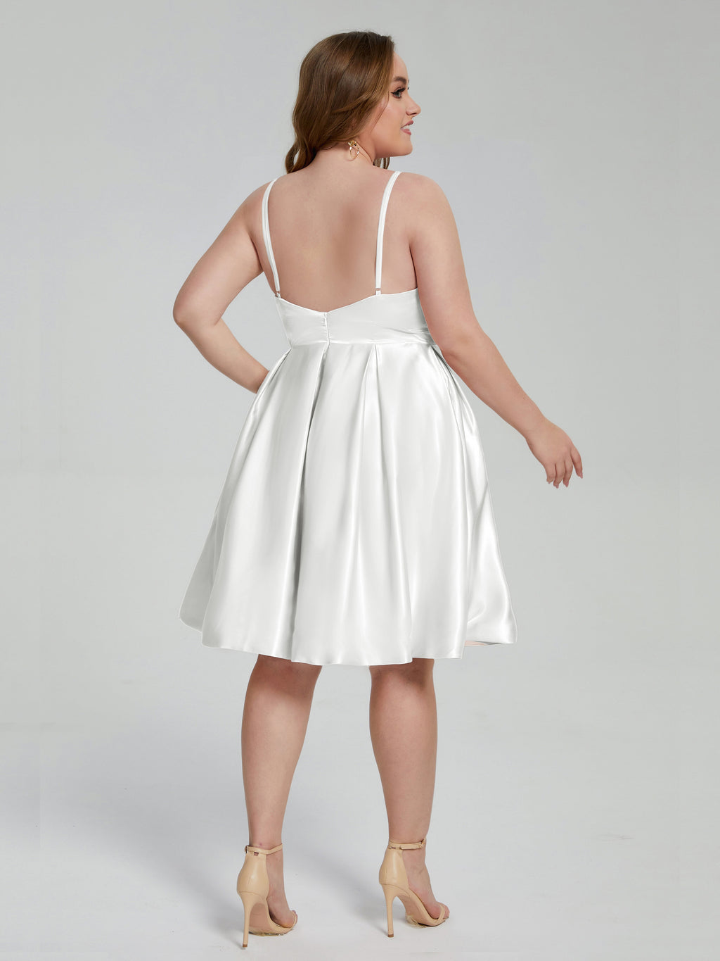 Josie Simple Plus Size Soft Satin Short Bridesmaid Dresses