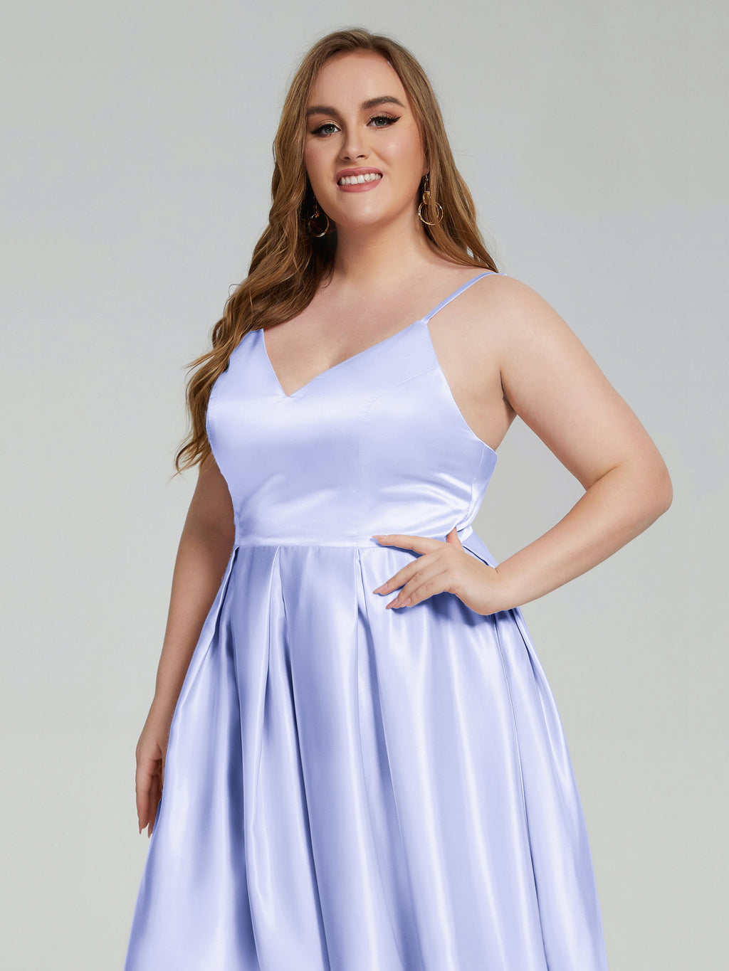 Josie Simple Plus Size Soft Satin Short Bridesmaid Dresses