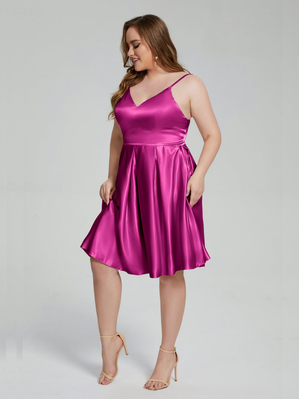 Josie Simple Plus Size Soft Satin Short Bridesmaid Dresses