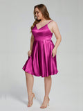 Josie Simple Plus Size Soft Satin Short Bridesmaid Dresses