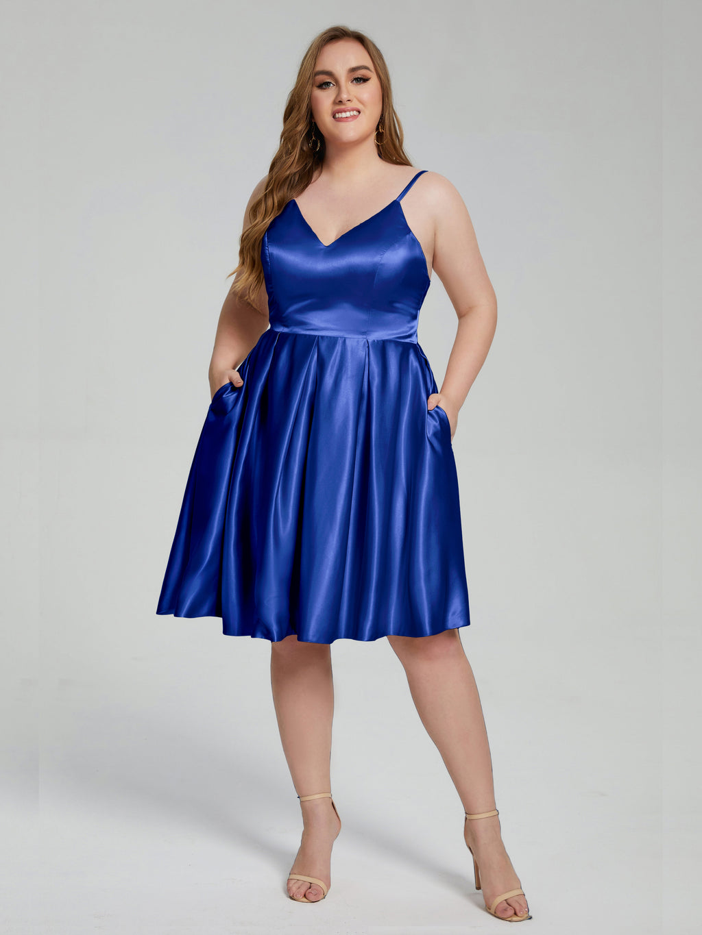Josie Simple Plus Size Soft Satin Short Bridesmaid Dresses