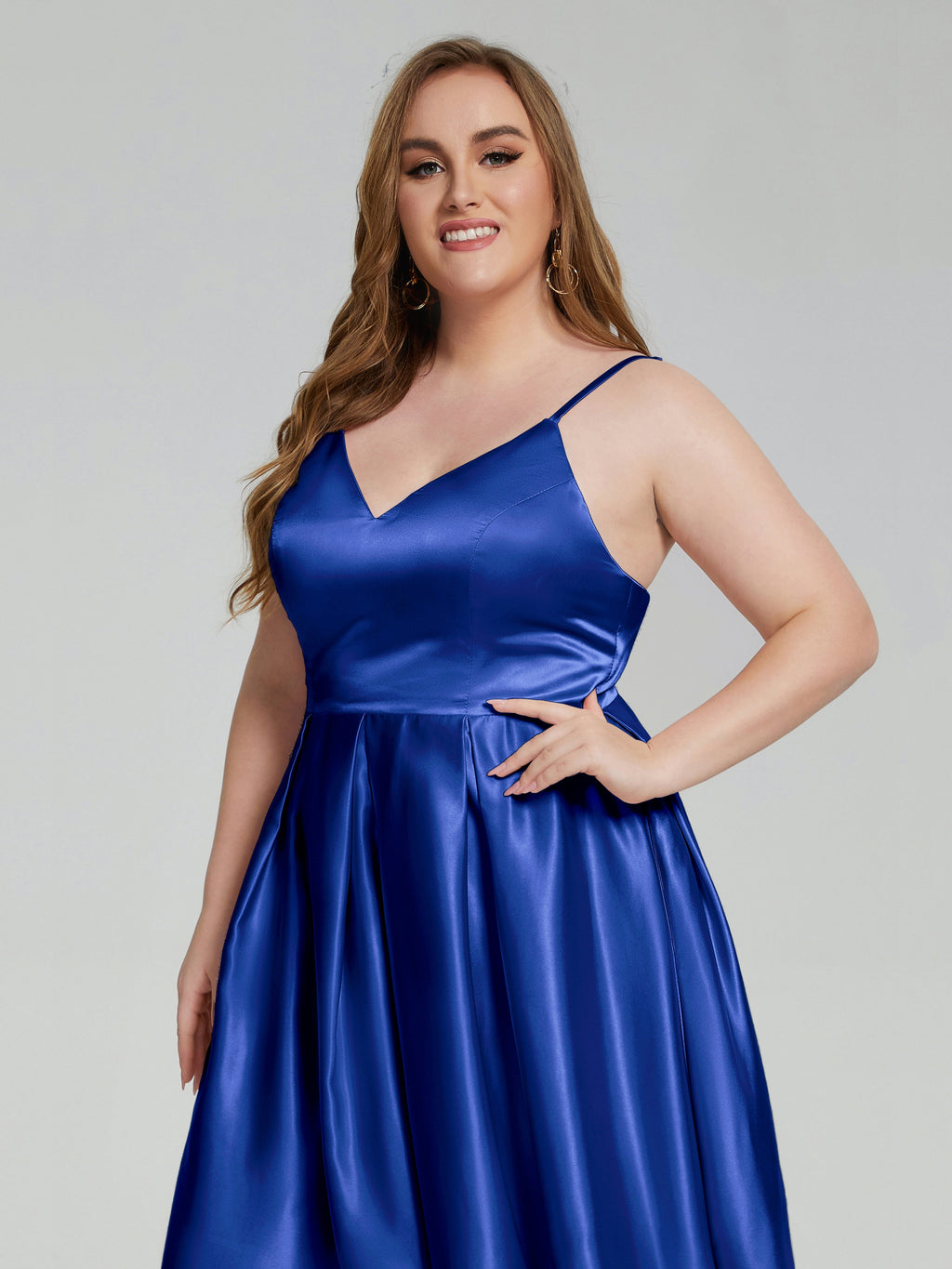 Josie Simple Plus Size Soft Satin Short Bridesmaid Dresses