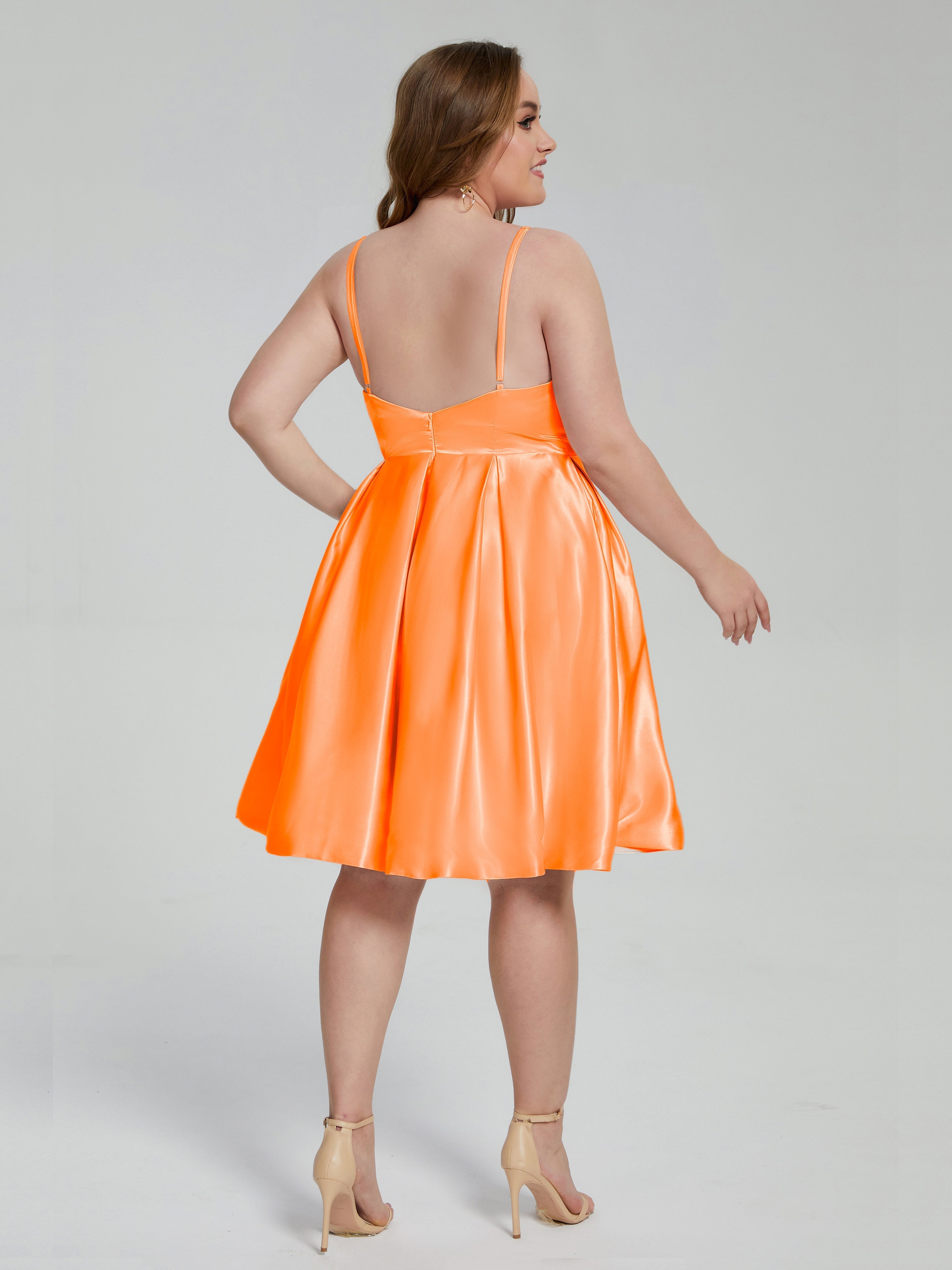 Josie Simple Plus Size Soft Satin Short Bridesmaid Dresses