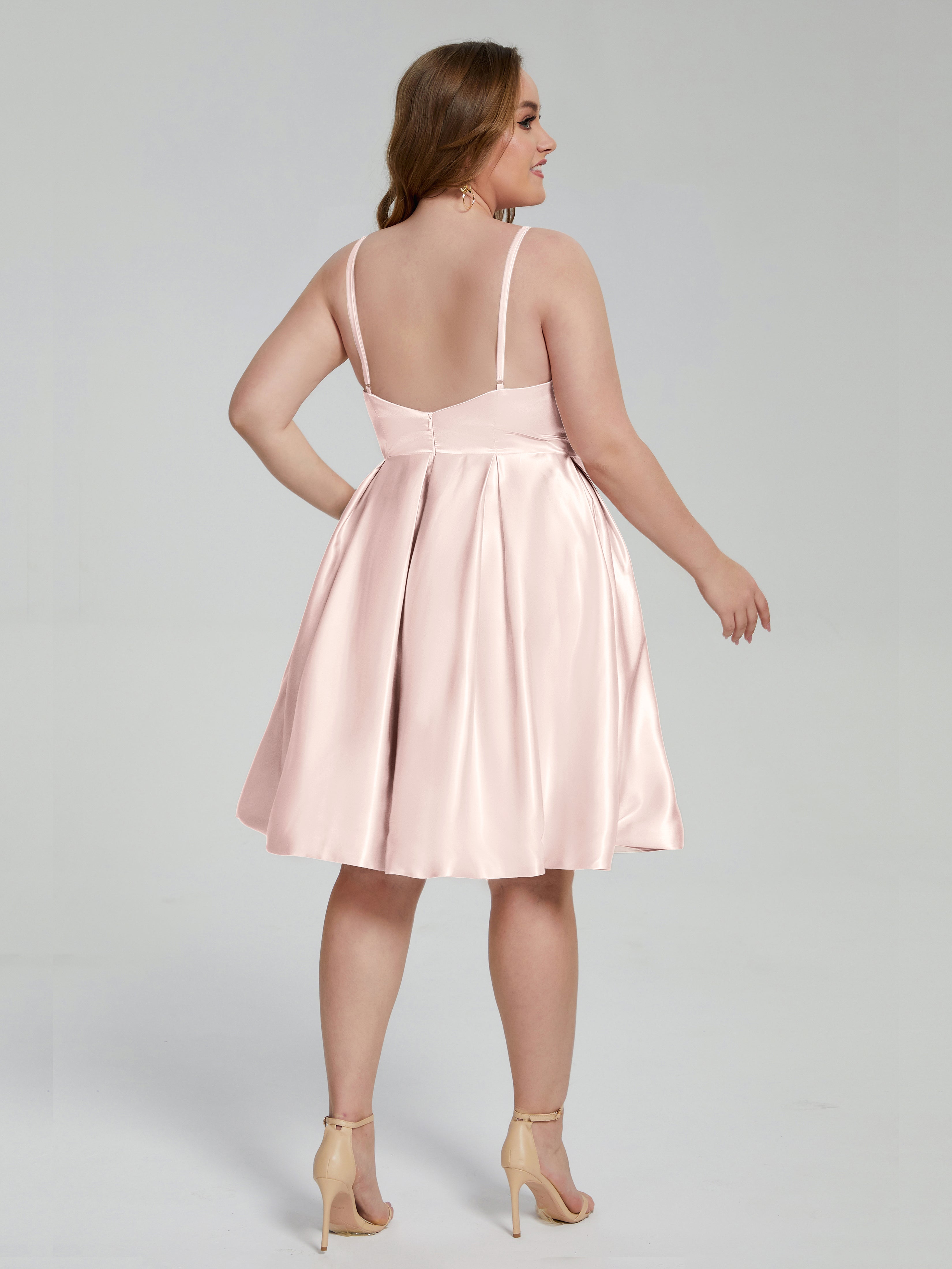 Josie Simple Plus Size Soft Satin Short Bridesmaid Dresses