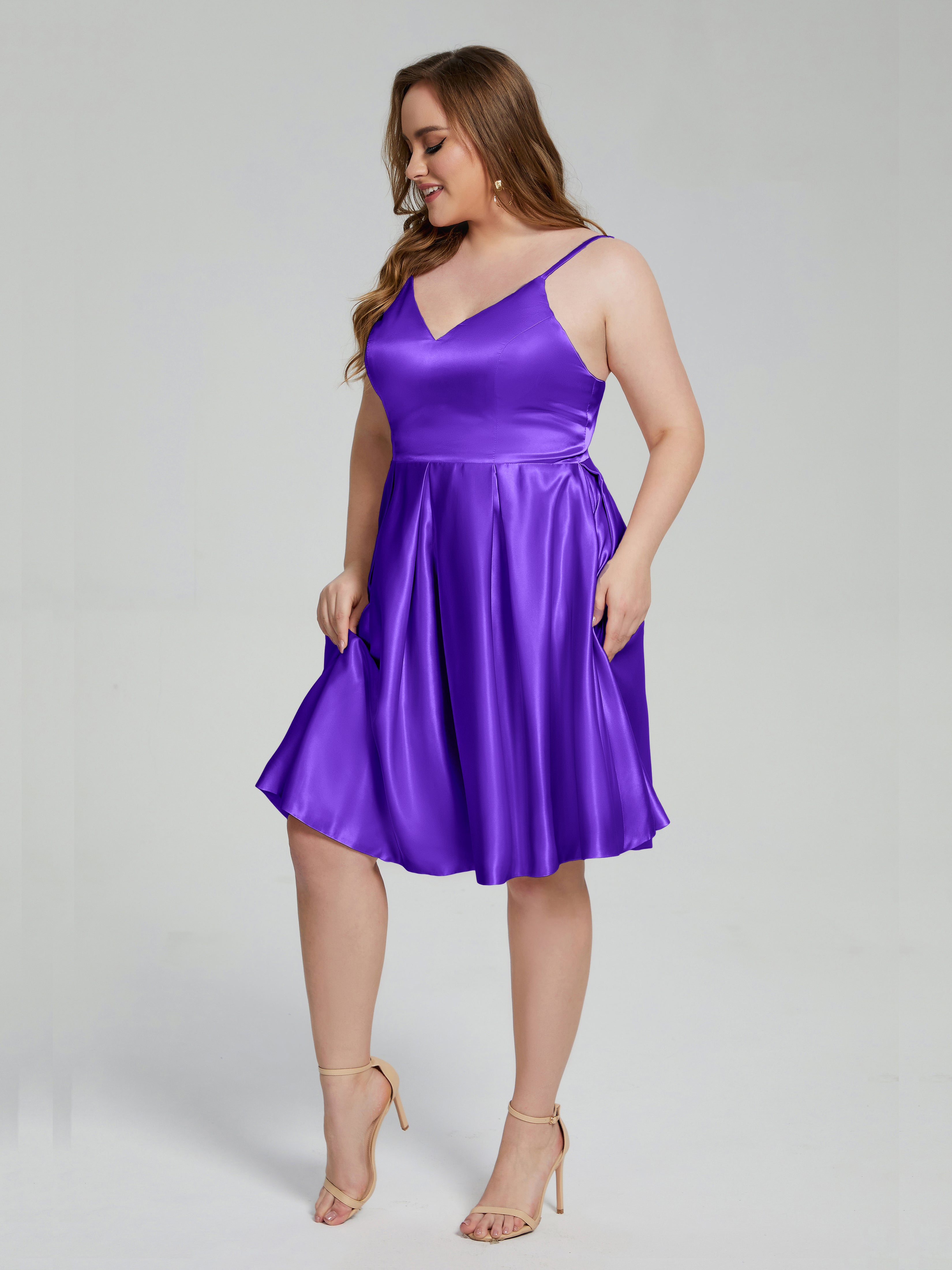 Josie Simple Plus Size Soft Satin Short Bridesmaid Dresses
