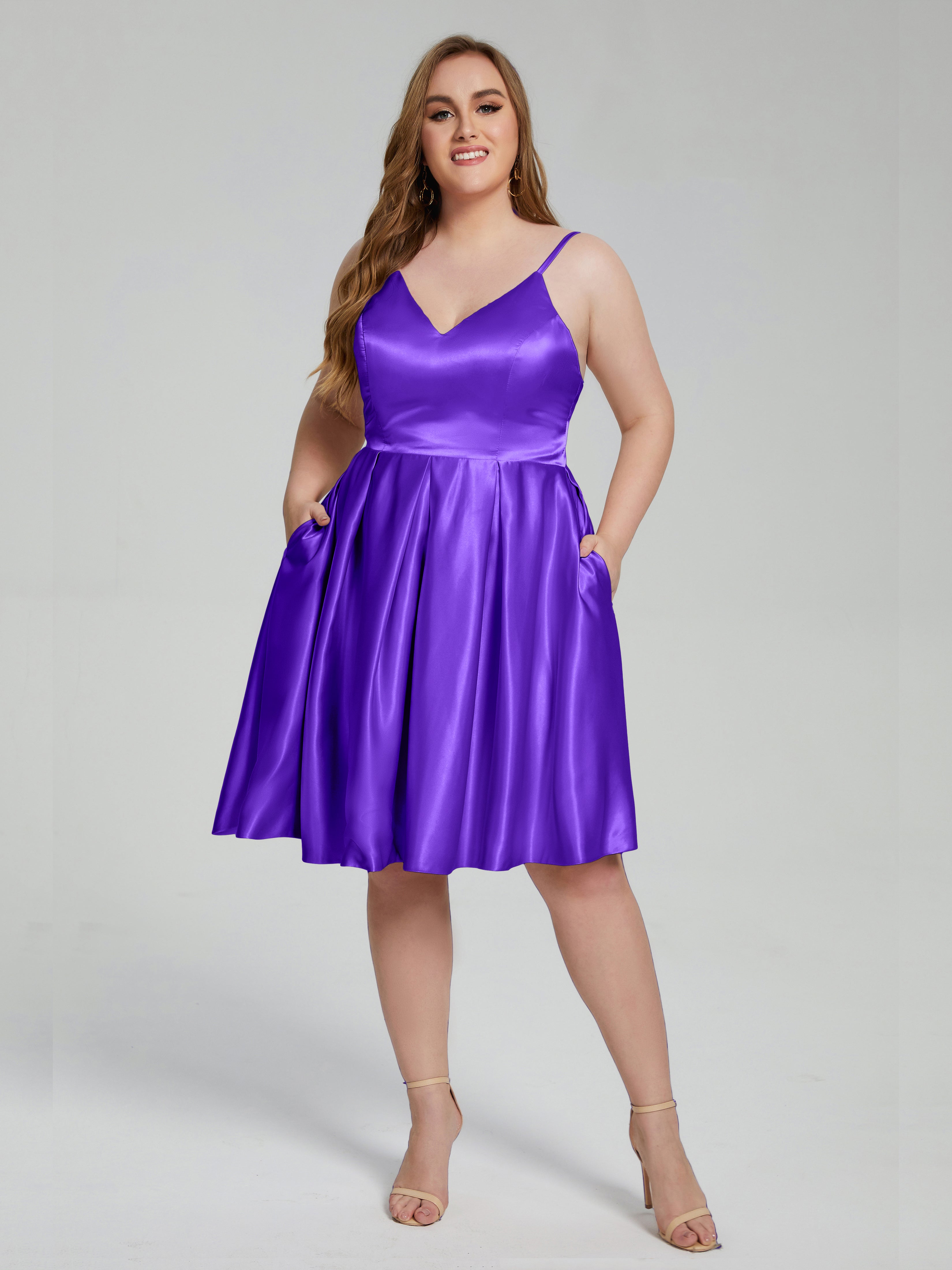 Josie Simple Plus Size Soft Satin Short Bridesmaid Dresses