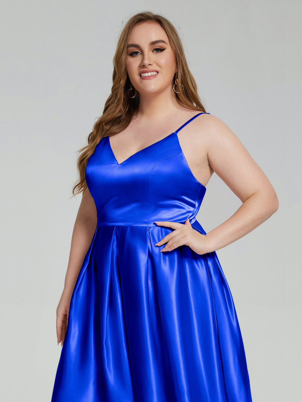 Josie Simple Plus Size Soft Satin Short Bridesmaid Dresses