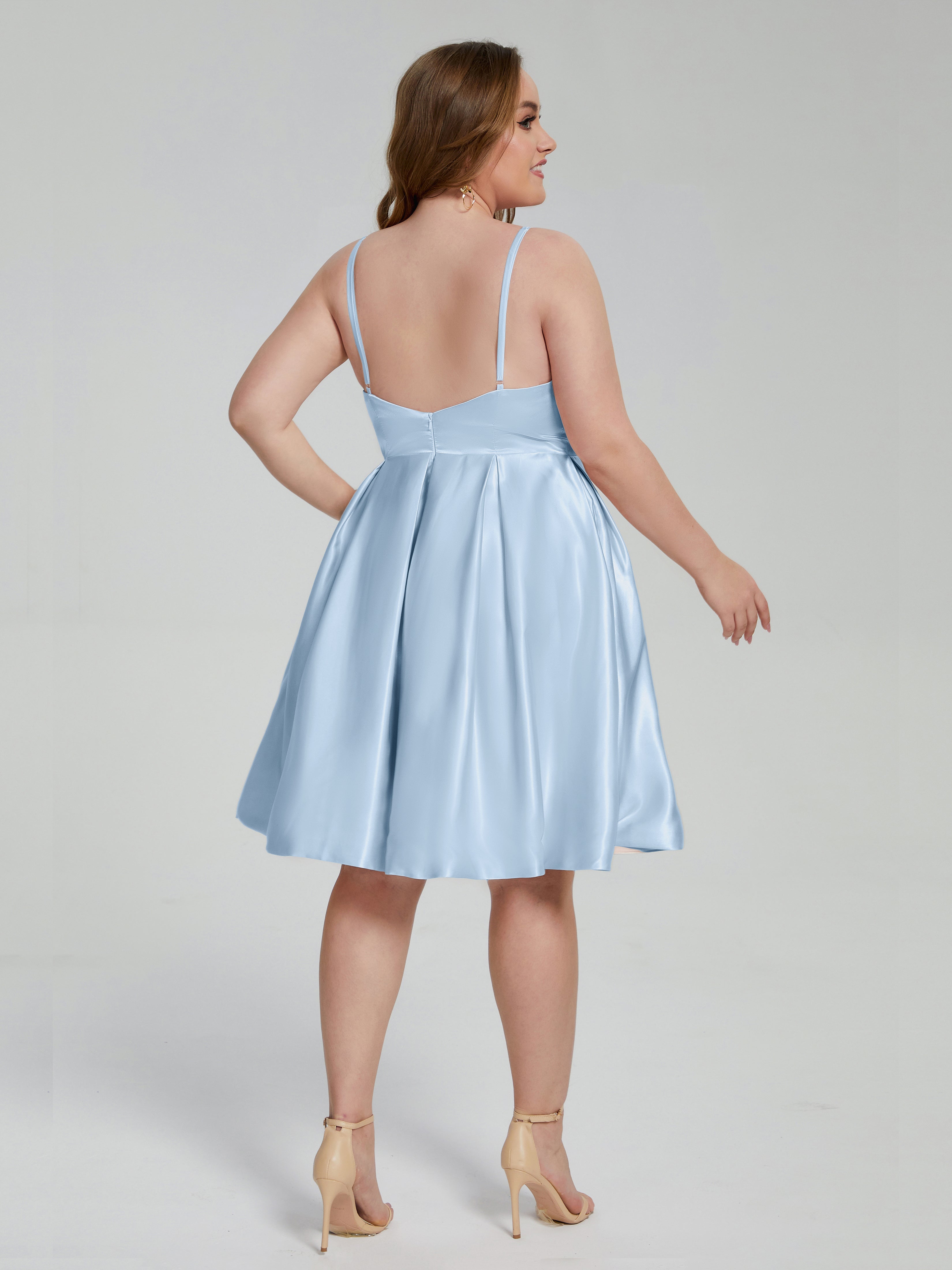 Josie Simple Plus Size Soft Satin Short Bridesmaid Dresses