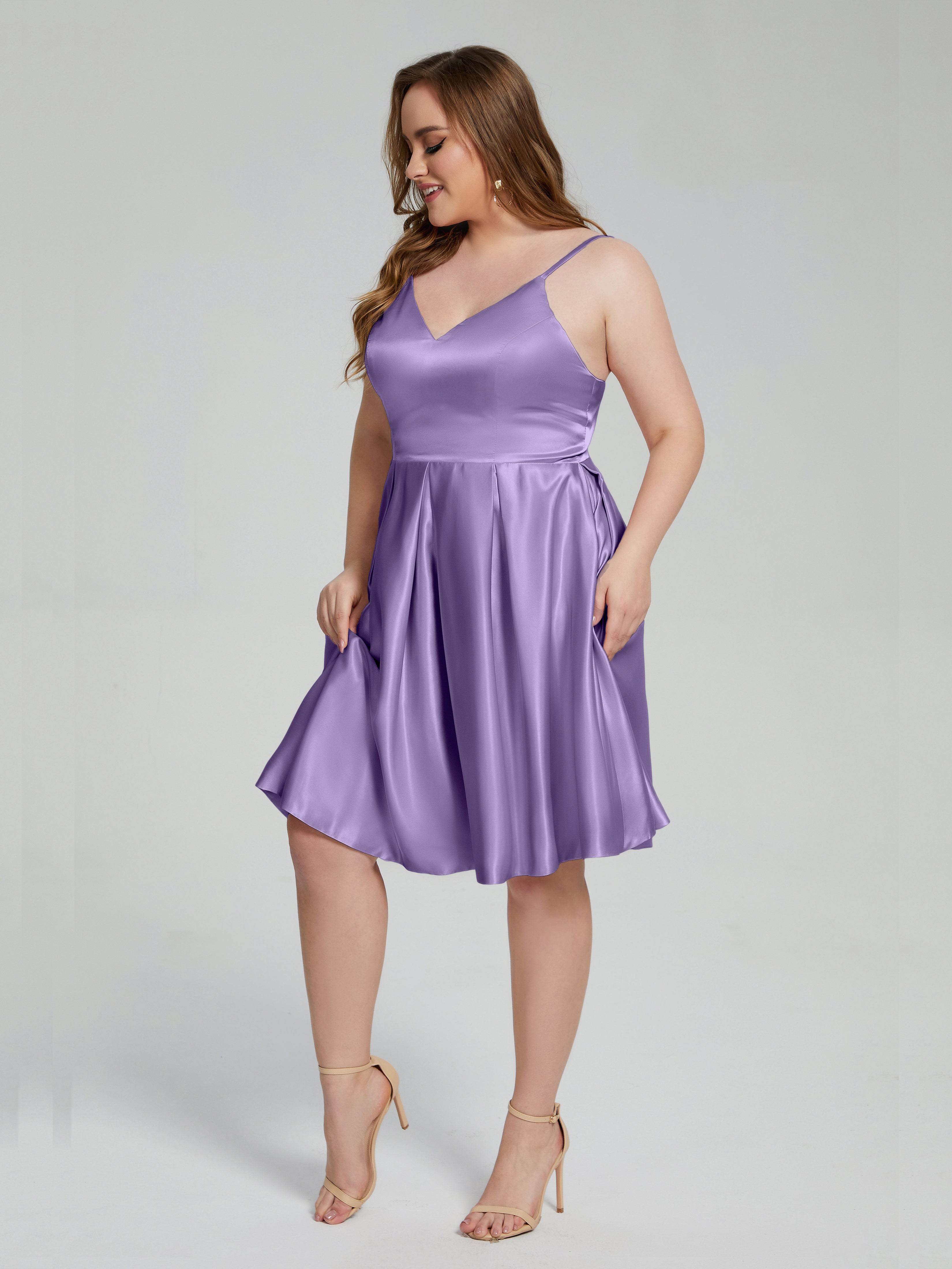 Josie Simple Plus Size Soft Satin Short Bridesmaid Dresses