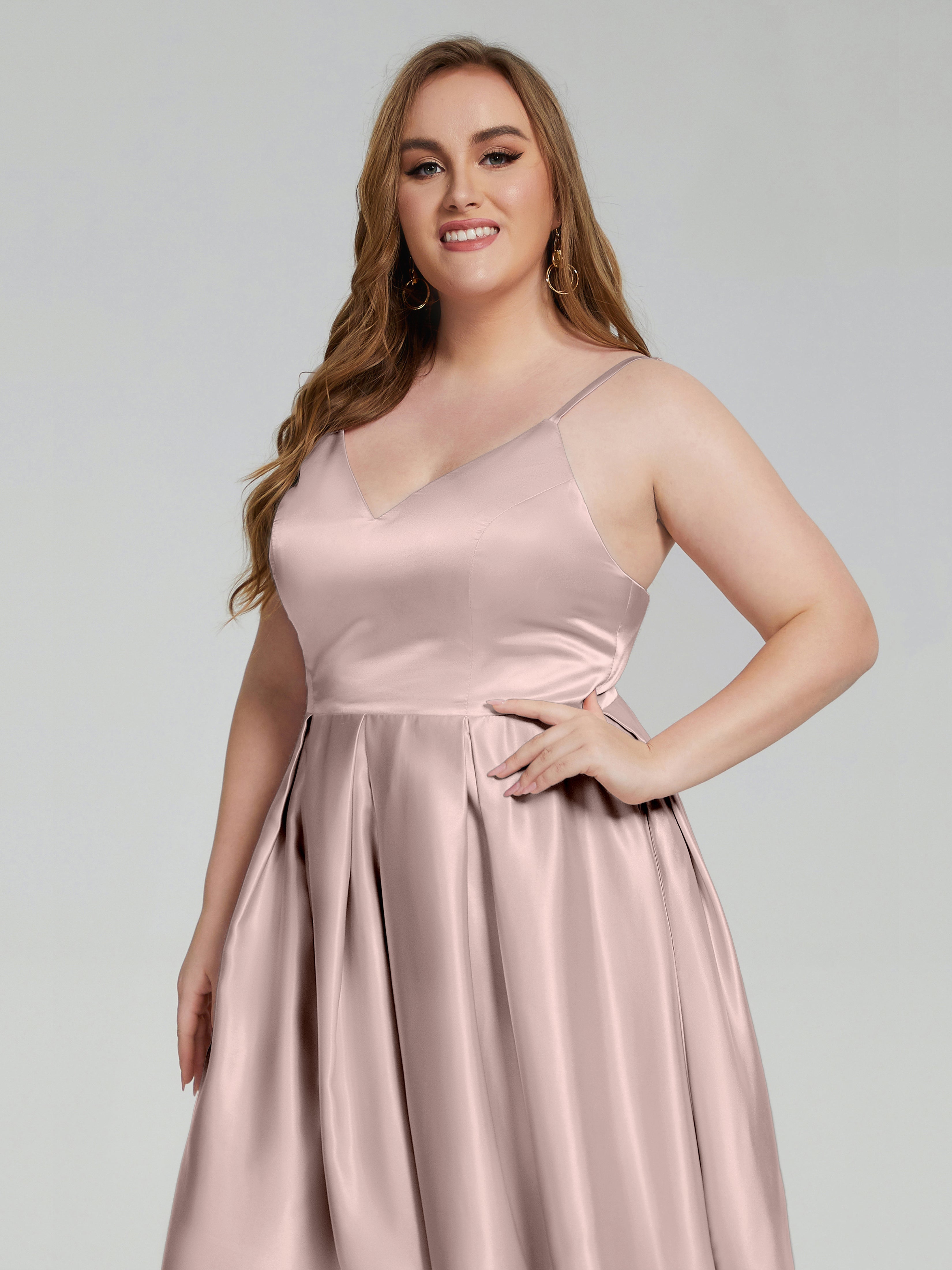 Josie Simple Plus Size Soft Satin Short Bridesmaid Dresses