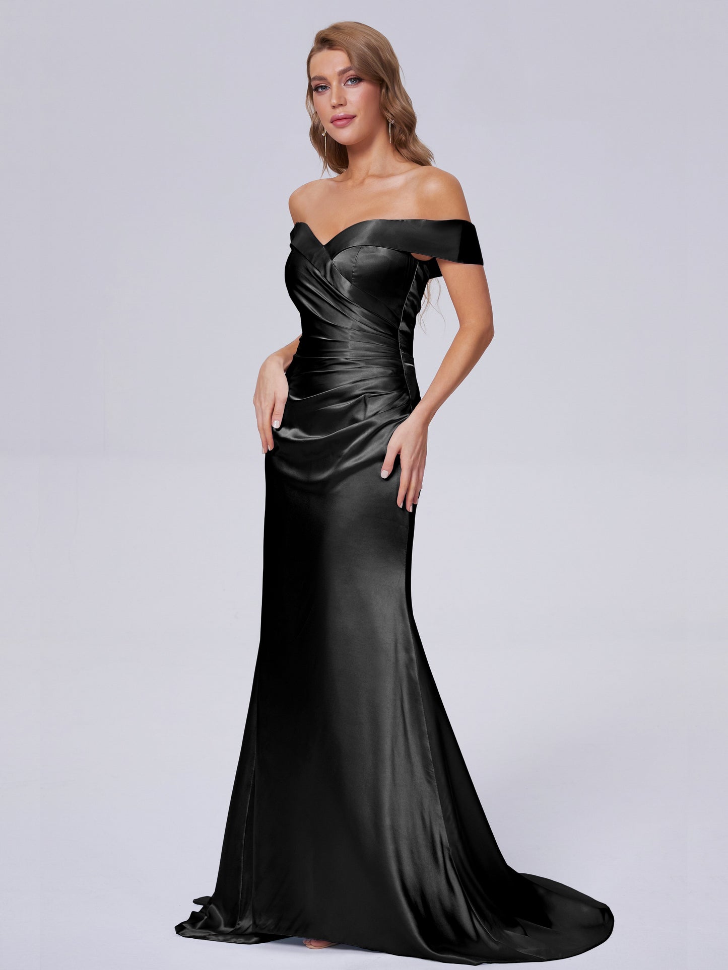 Juliette Off the Shoulder Hourglass Soft Satin Bridesmaid Dresses