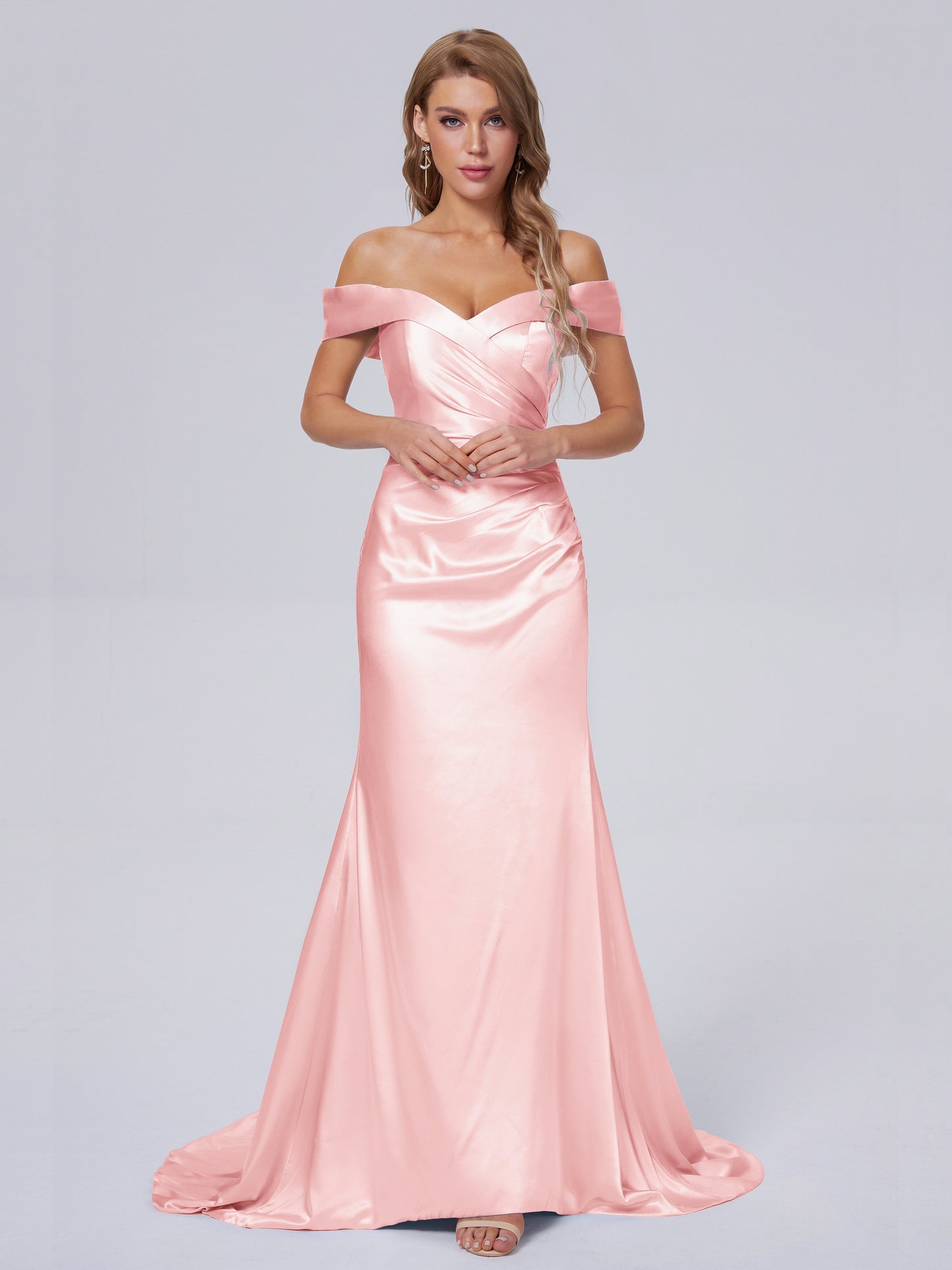 Juliette Off the Shoulder Hourglass Soft Satin Bridesmaid Dresses
