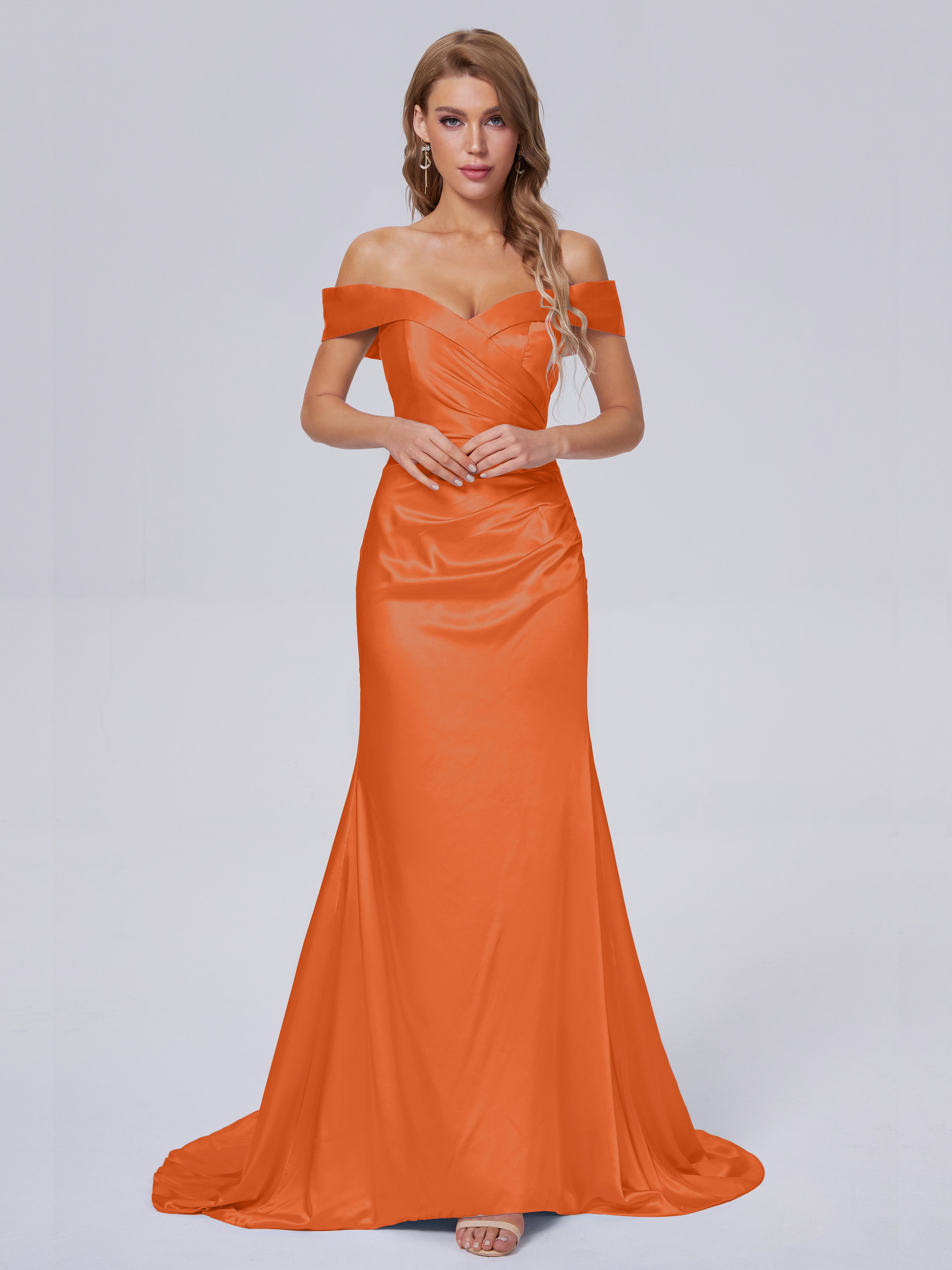 Juliette Off the Shoulder Hourglass Soft Satin Bridesmaid Dresses