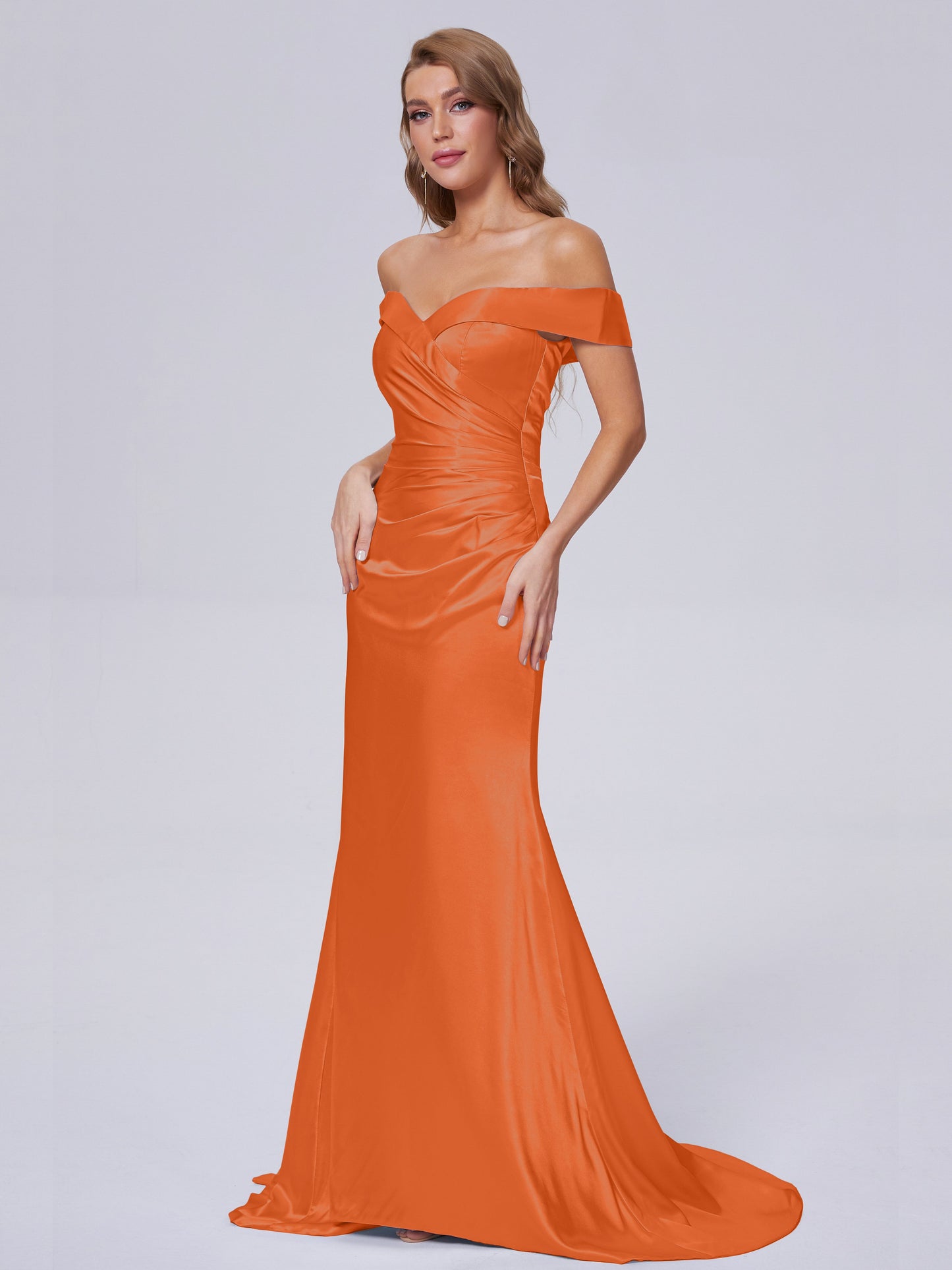 Juliette Off the Shoulder Hourglass Soft Satin Bridesmaid Dresses