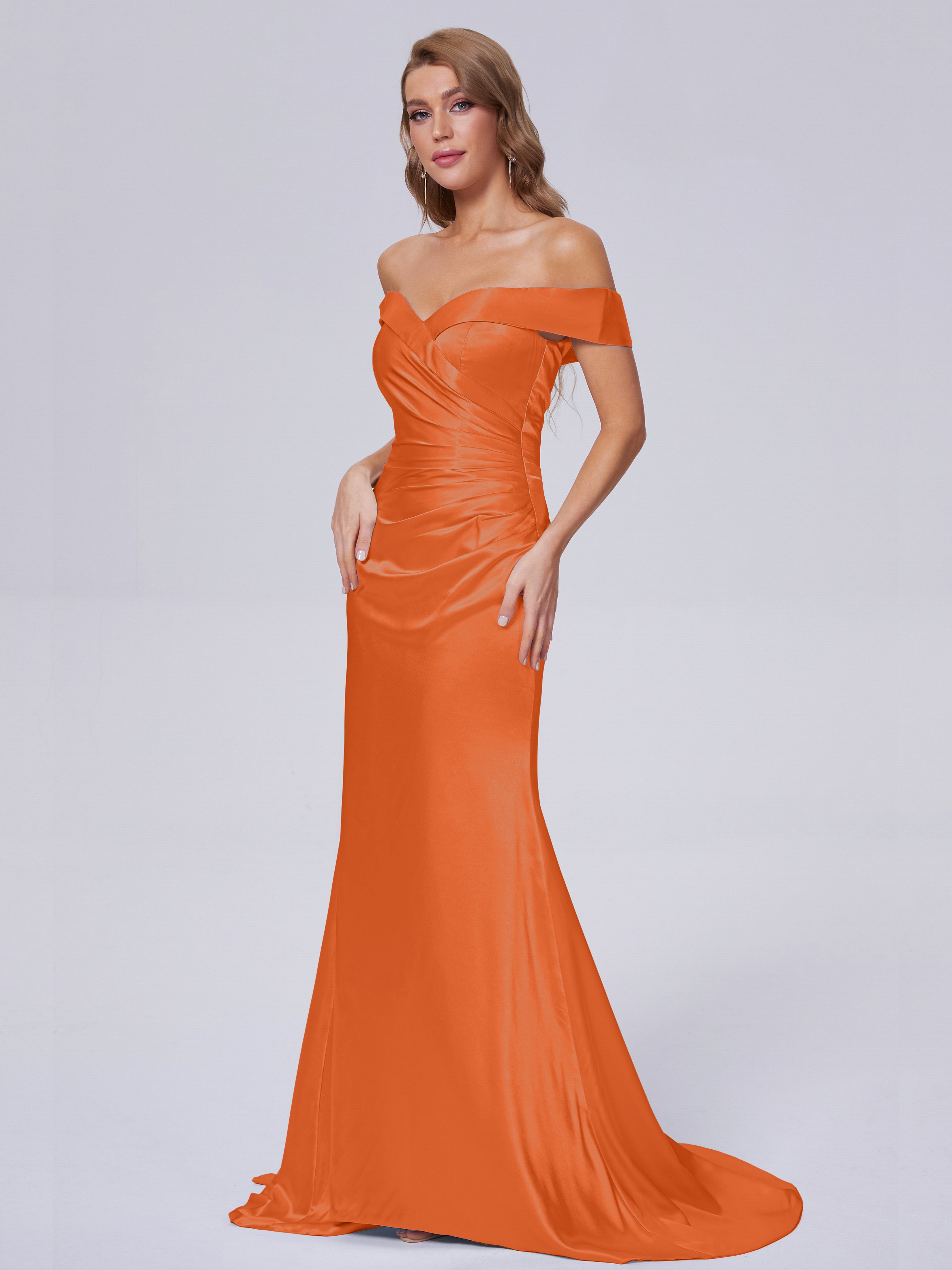 Juliette Off the Shoulder Hourglass Soft Satin Bridesmaid Dresses