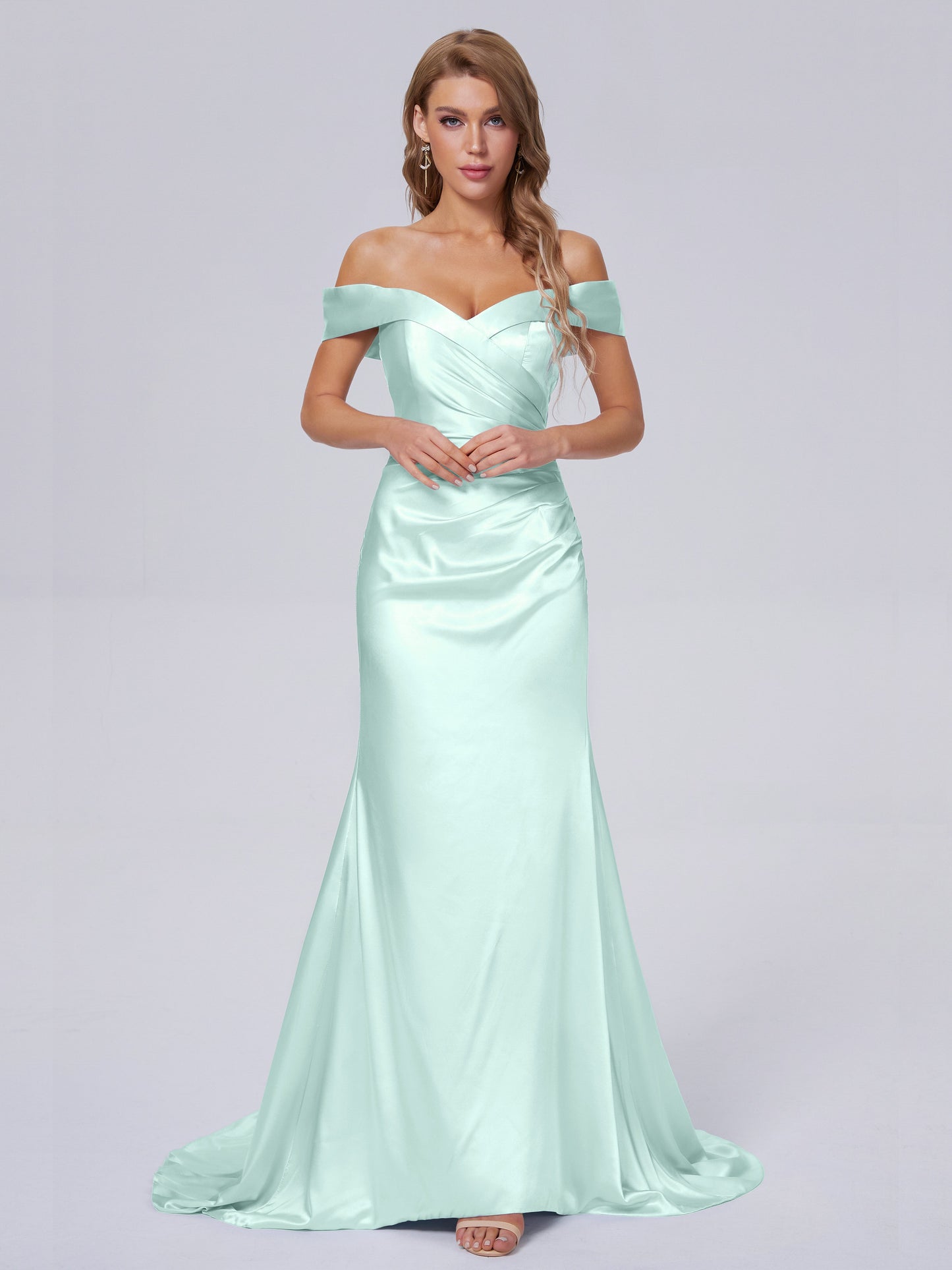 Juliette Off the Shoulder Hourglass Soft Satin Bridesmaid Dresses