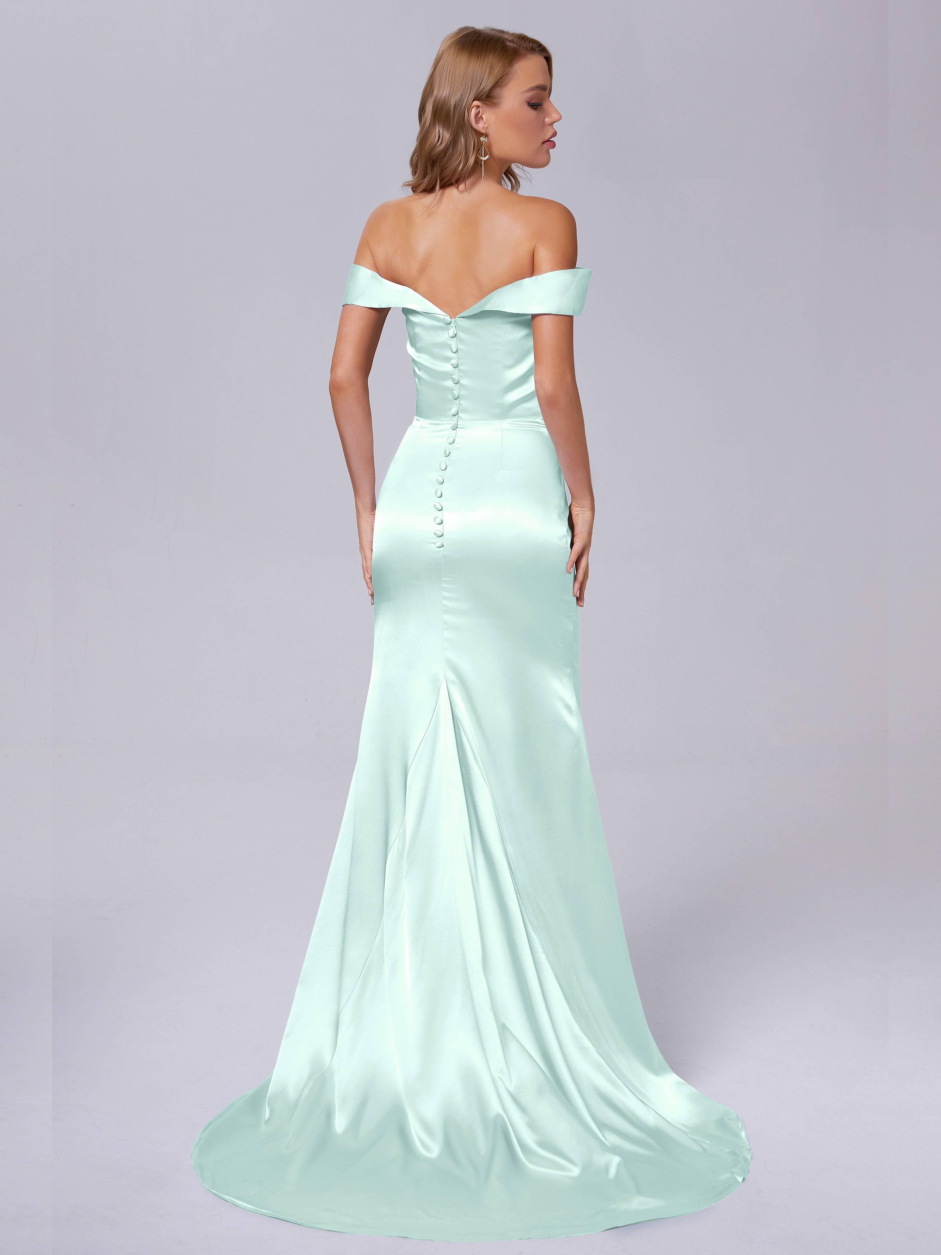 Juliette Off the Shoulder Hourglass Soft Satin Bridesmaid Dresses
