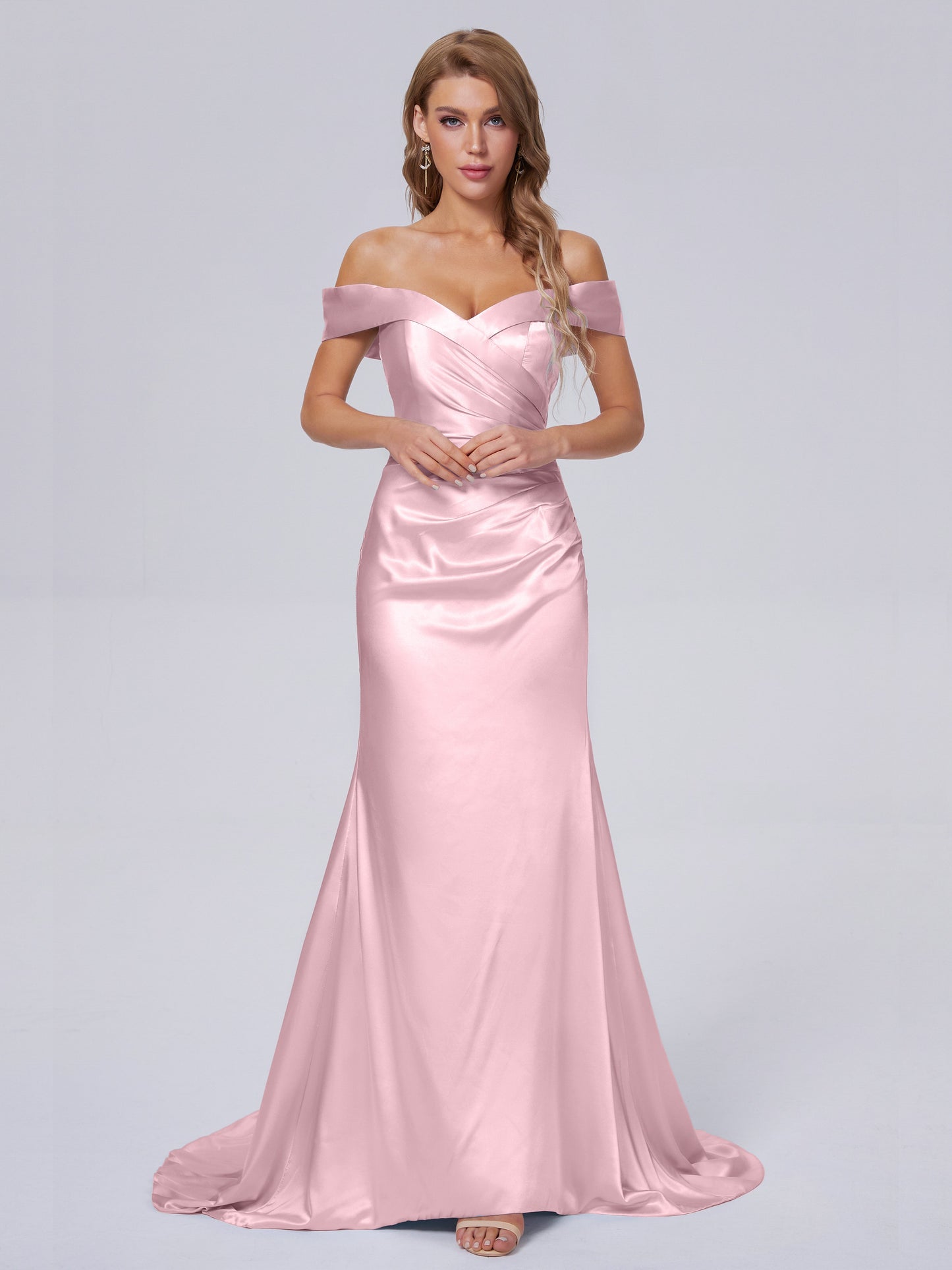 Juliette Off the Shoulder Hourglass Soft Satin Bridesmaid Dresses