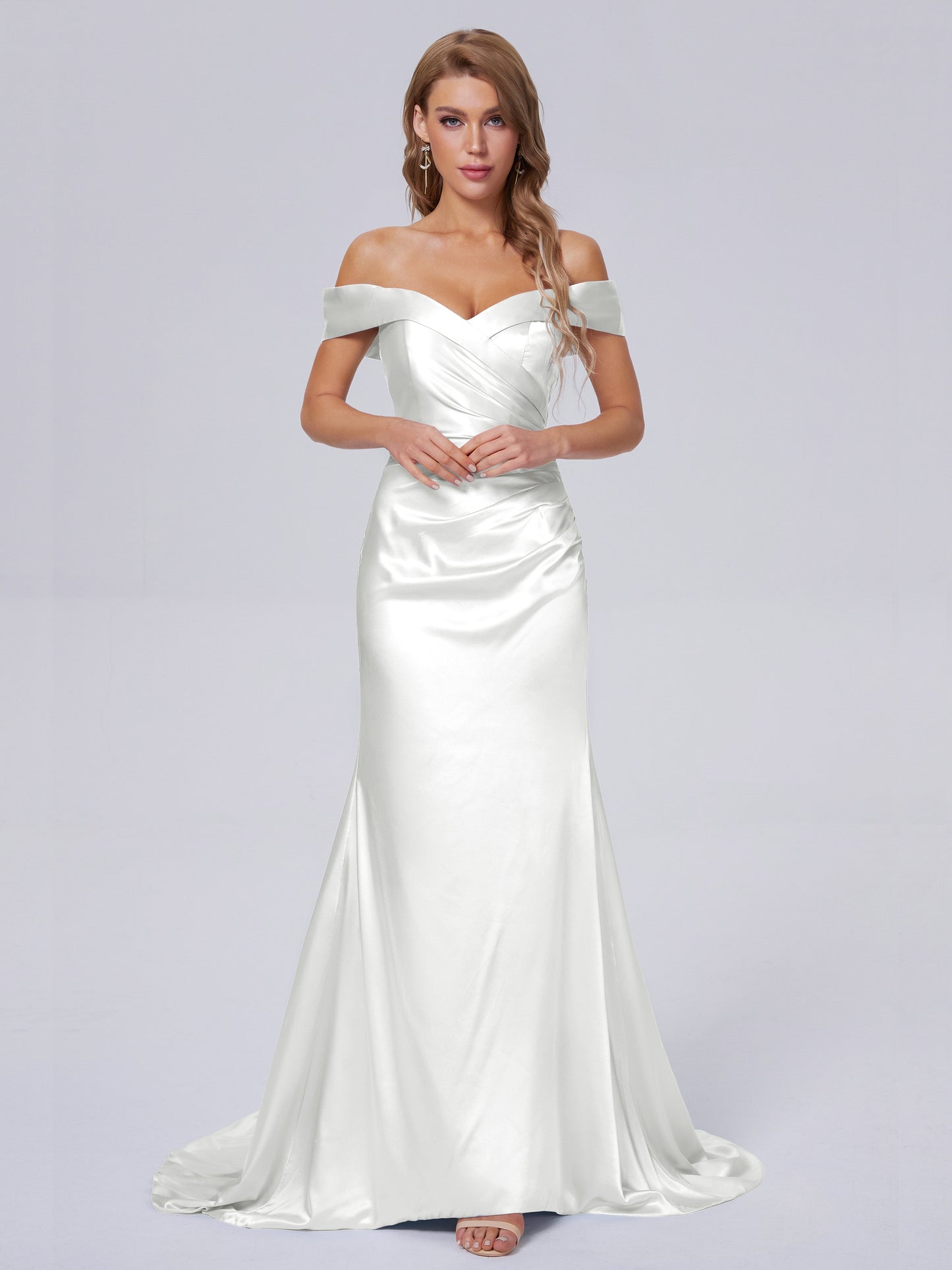 Juliette Off the Shoulder Hourglass Soft Satin Bridesmaid Dresses